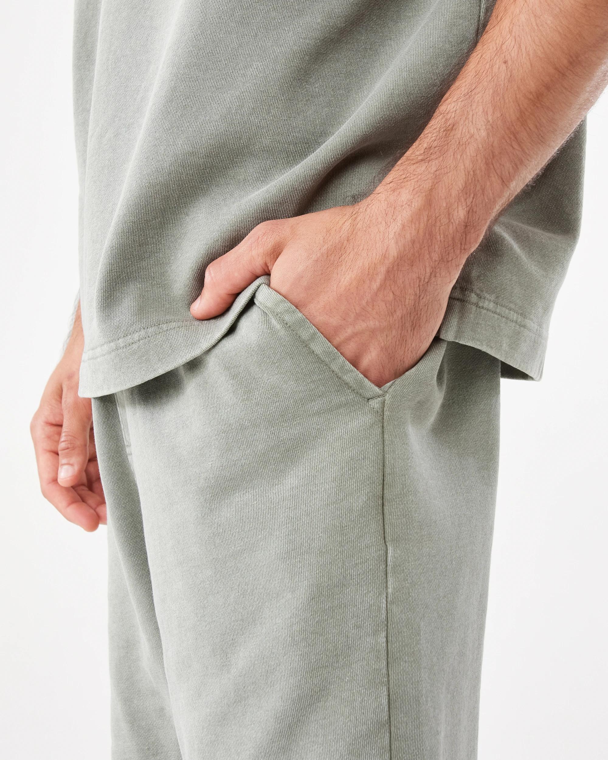 7 Elastic Waistband Washed Terry Shorts Grn Smkolv, 7 of 9