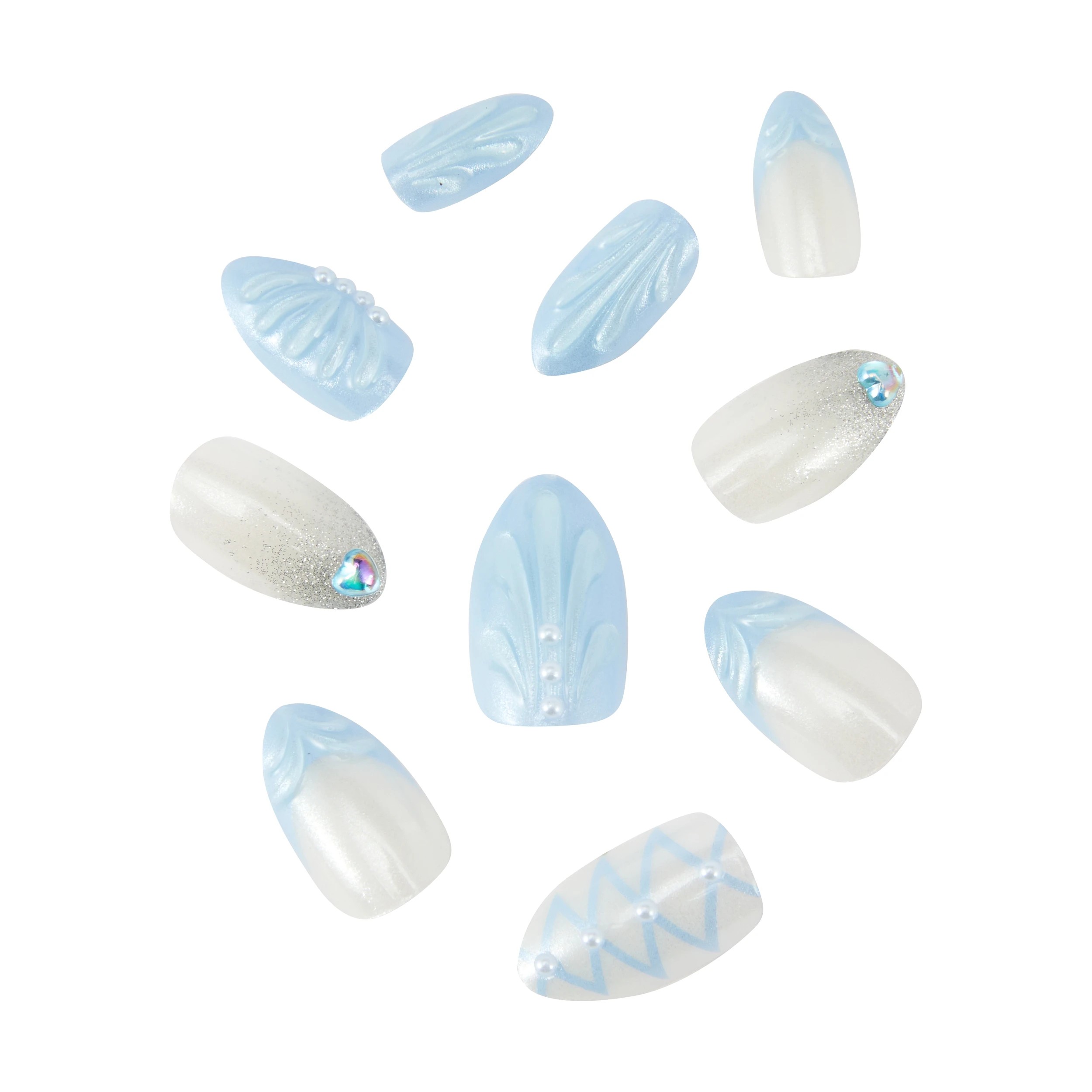 2 OXX Cosmetics 24 Pack Artificial Nails with Adhesive - Almond Shape, Mermaid, 2 of 4