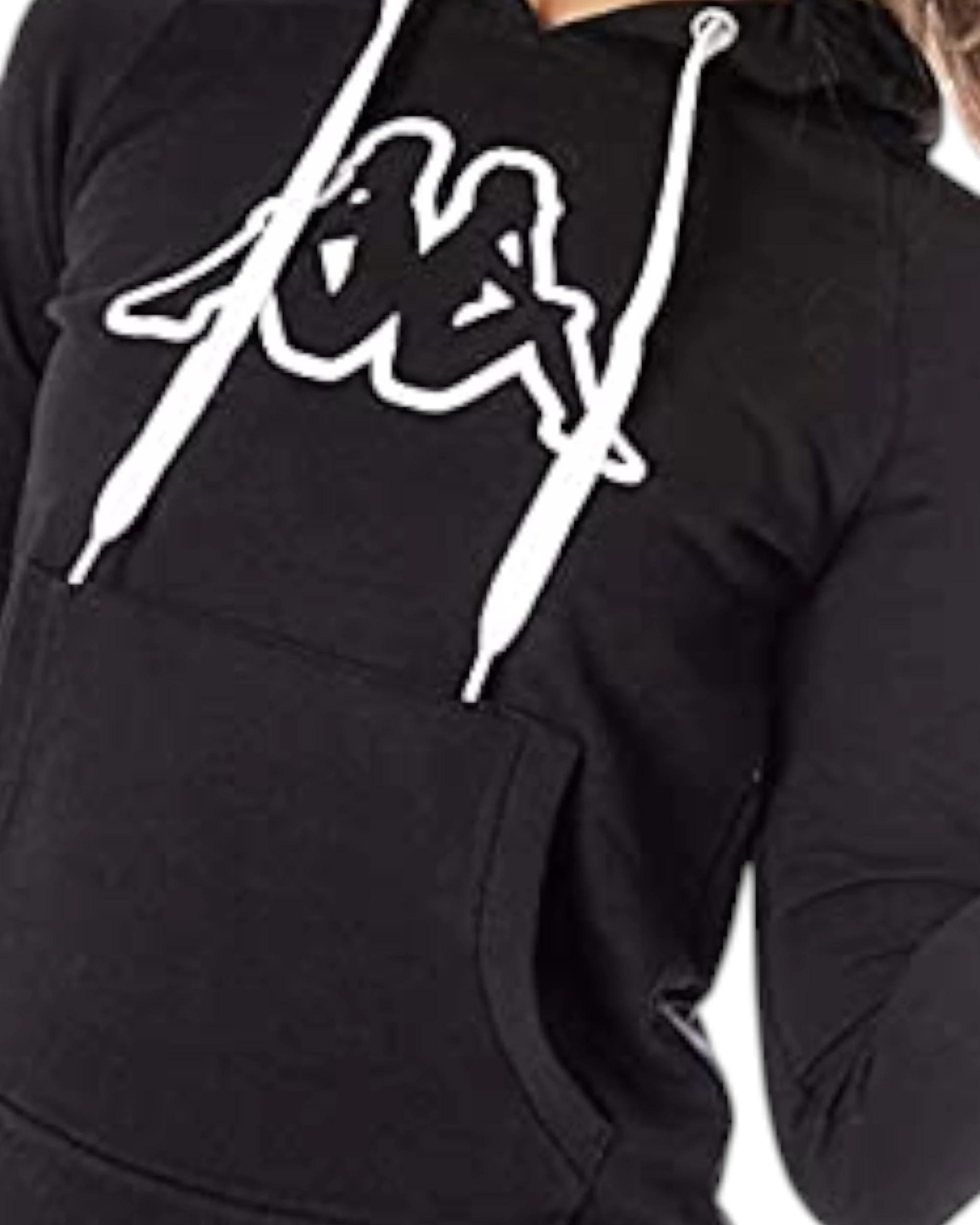 6 Kappa Womens Logo Zeleril Slim Black/White Hoodie Performance Jumper BLACK/WHITE, 6 of 6