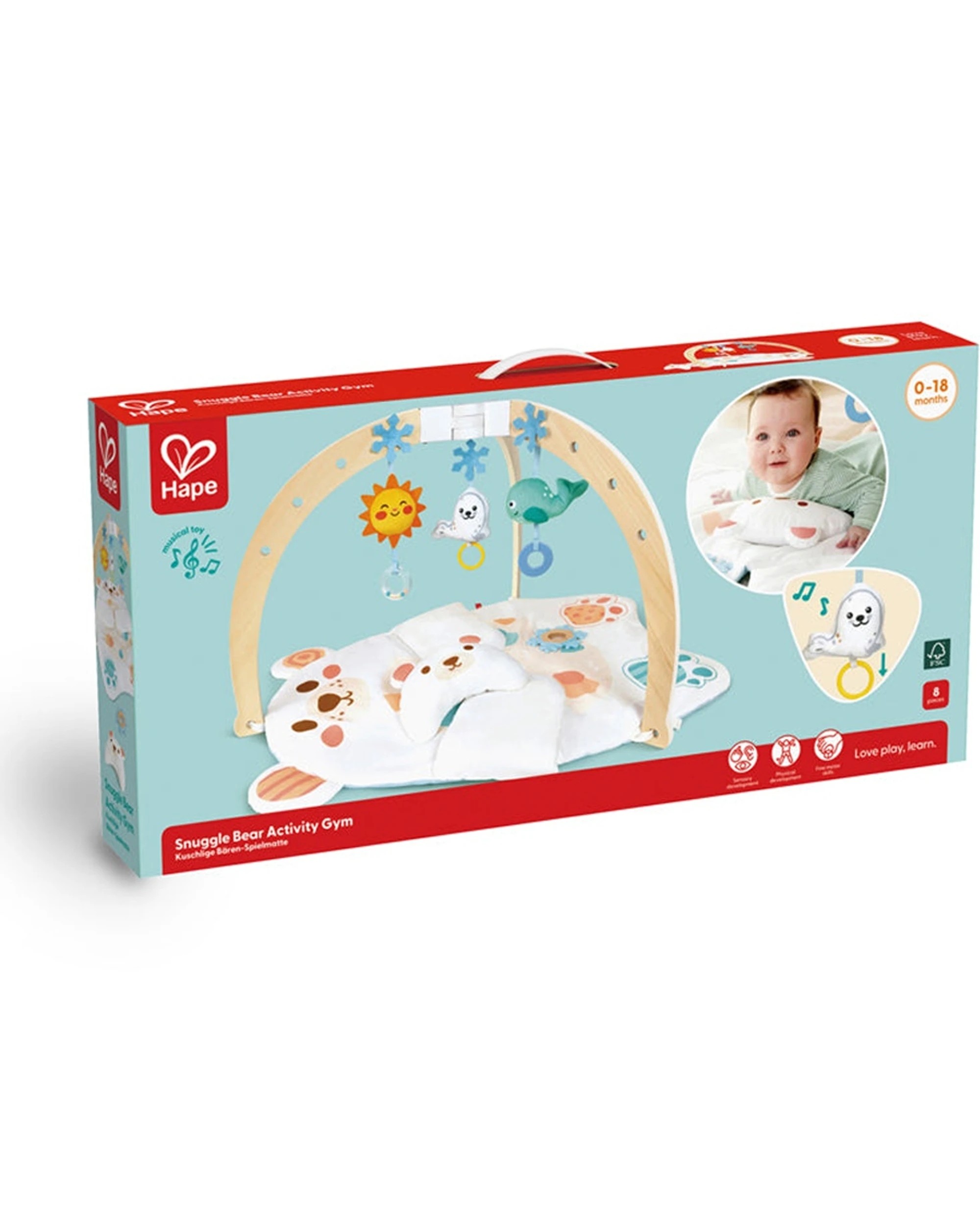 2 Hape Snuggle Bear Activity Gym Soft Mirror Hanging Baby Toy - Multi, 2 of 4