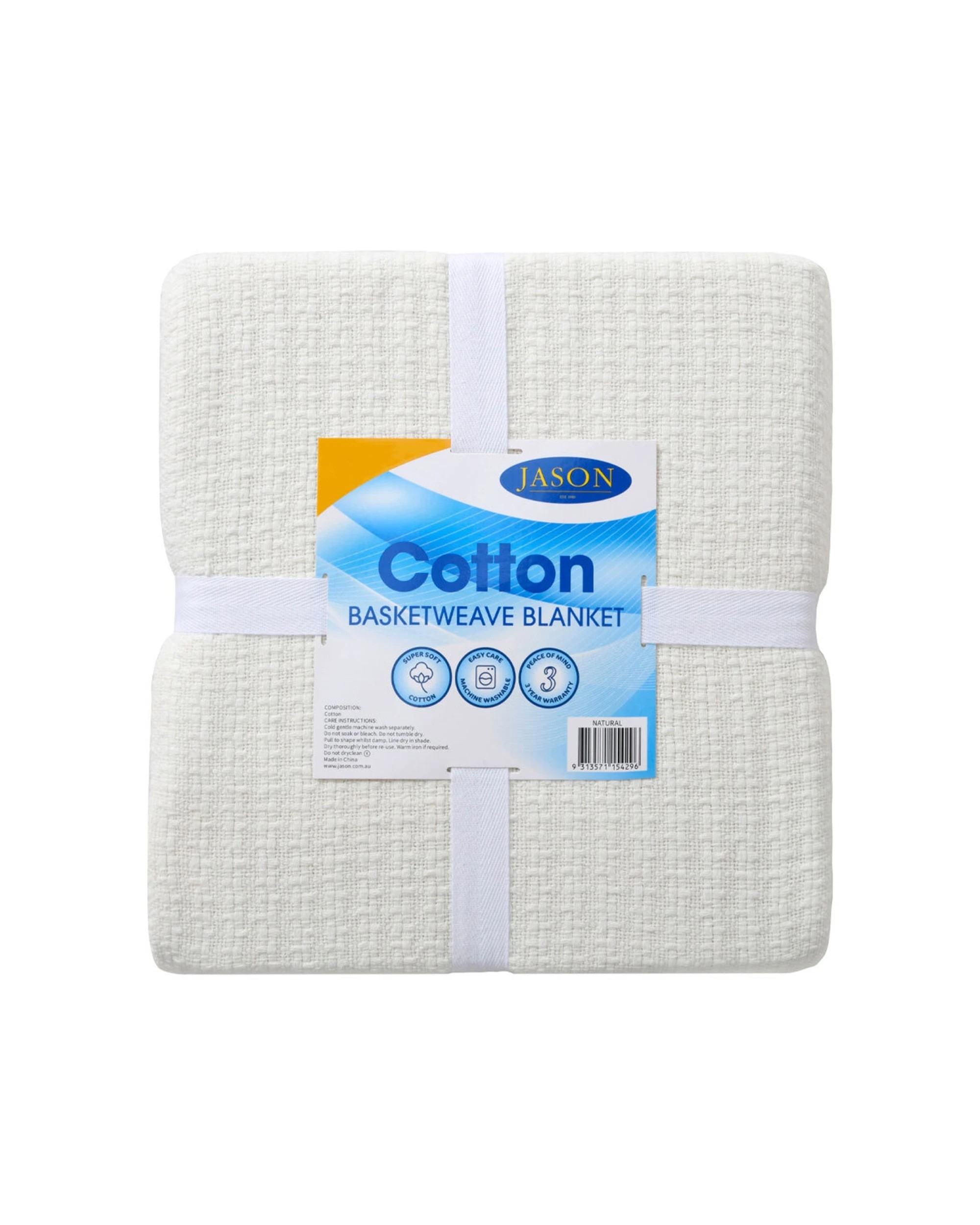 2 Jason Cotton Basketweave Pattern Blanket Durable Soft - Natural, 2 of 2