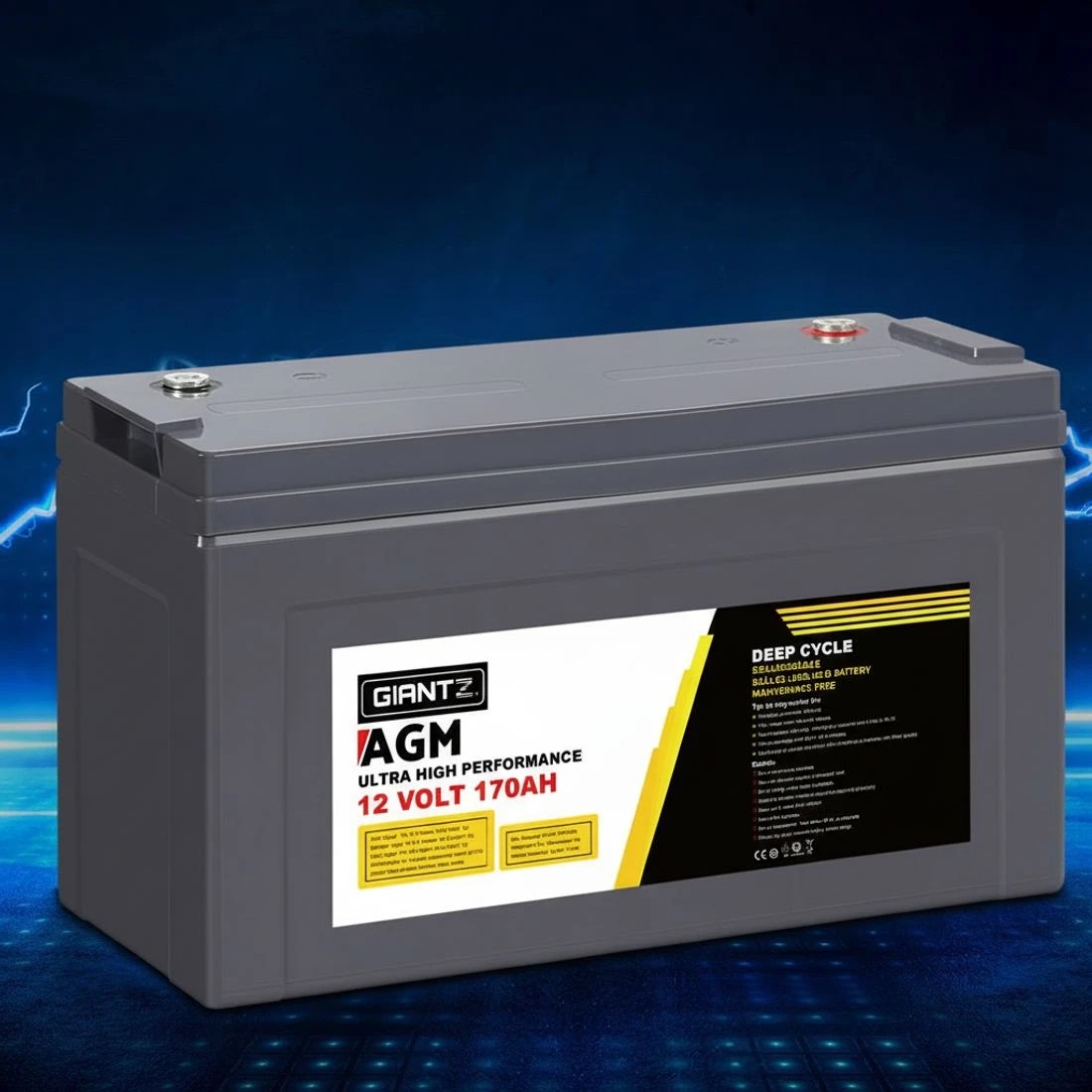 6 Giantz AGM Deep Cycle Battery 12V 170Ah Box Portable Solar Caravan Camping - Grey, 6 of 6