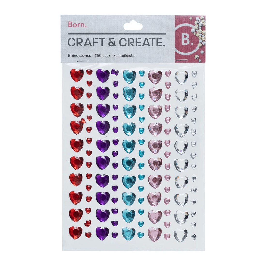 1 Born Rhinestones 250 Pack Heart, 1 of 2