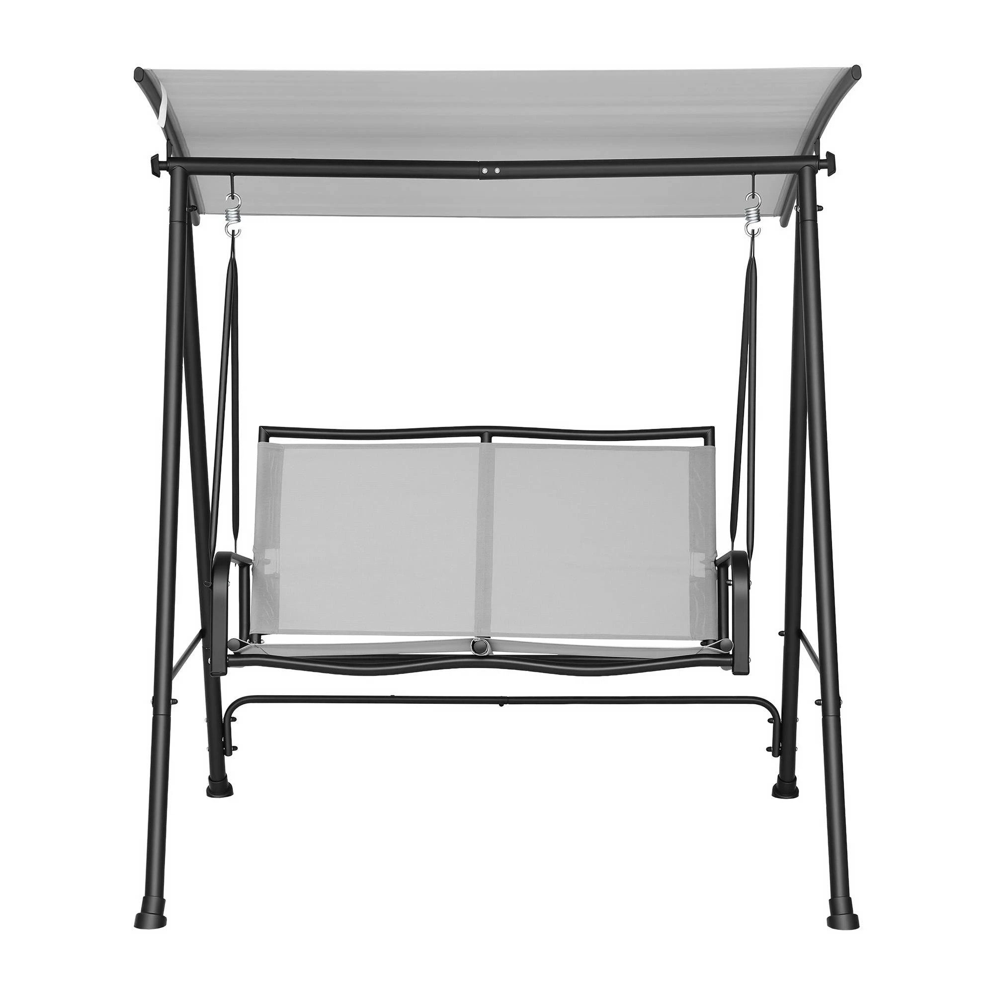 3 Gardeon Outdoor Swing Chair with Stand Adjustable Canopy 2-Seater Hanging Chair 142cmx172cm 250kg Capacity - Grey, 3 of 8