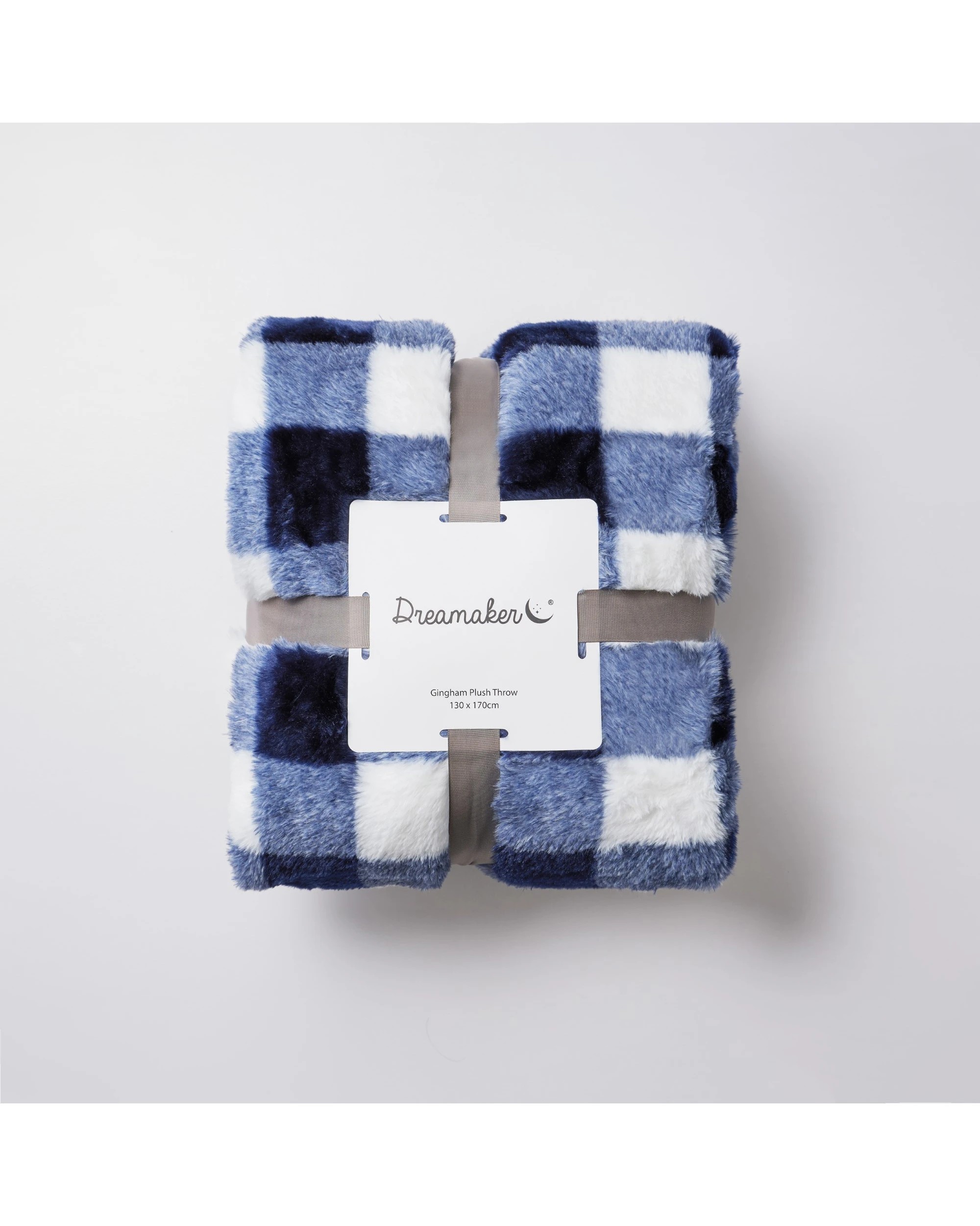 6 Dreamaker Gingham Plush Throw Blanket 130x170cm - Midnight Blue, 6 of 6