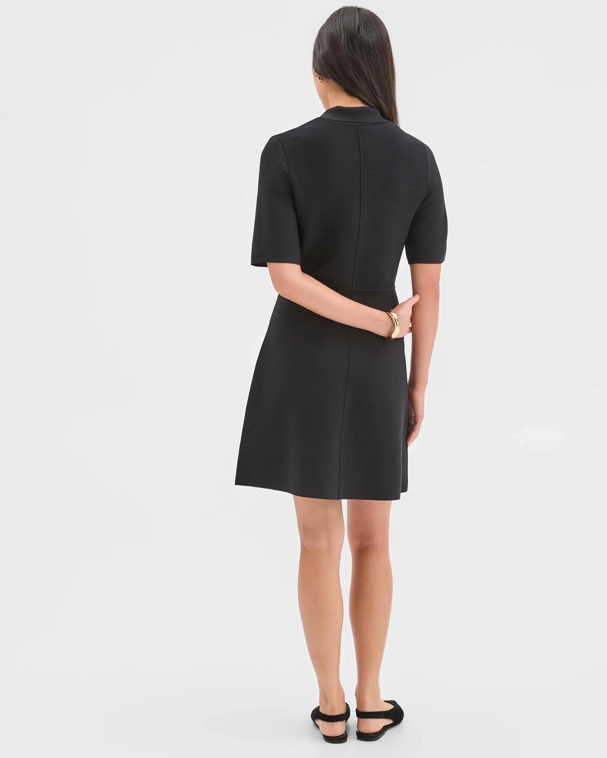 6 Preview Short Sleeve Crepe Knit Mini Dress BLACK, 6 of 6