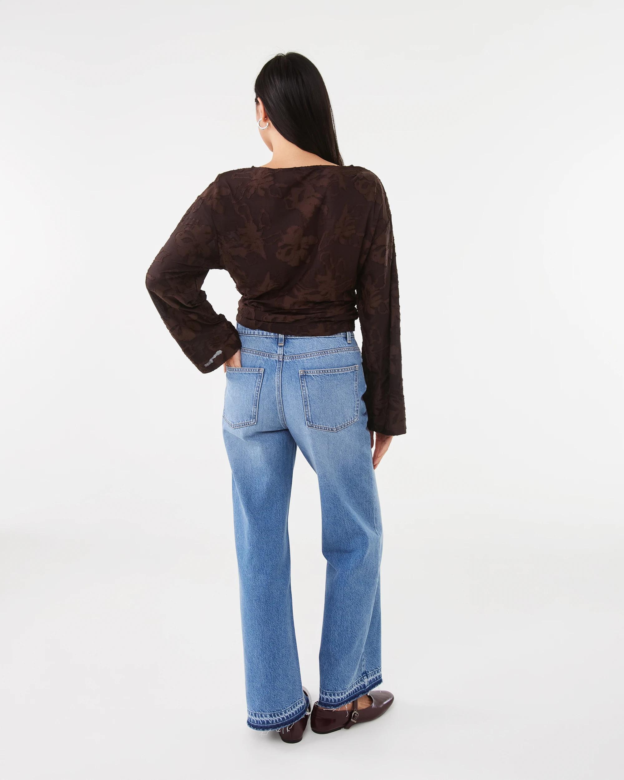 4 Long Sleeve Jacquard Top Melt Brown, 4 of 7