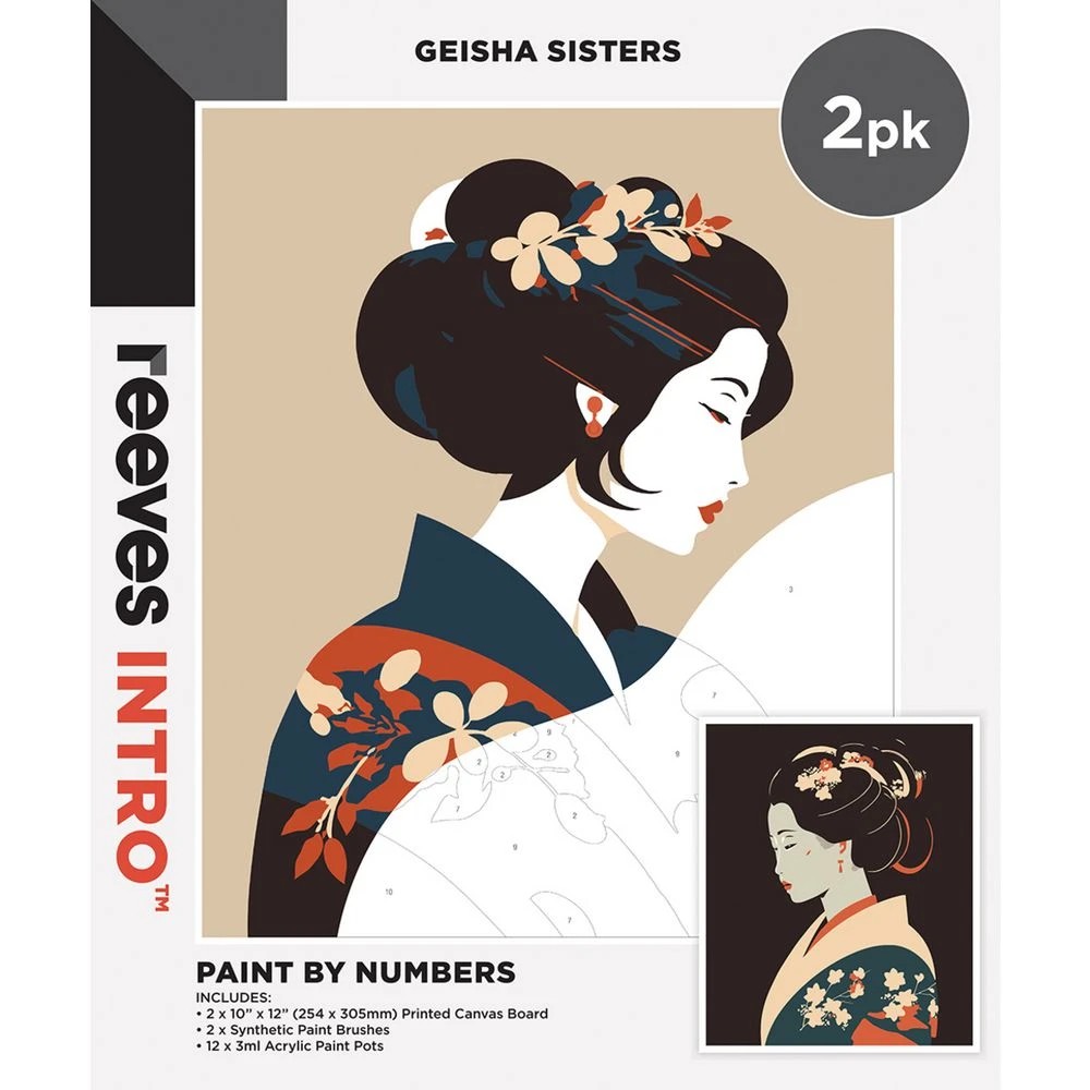 1 Reeves Intro Paint By Number 10x12" Geisha Sisters, 1 of 3