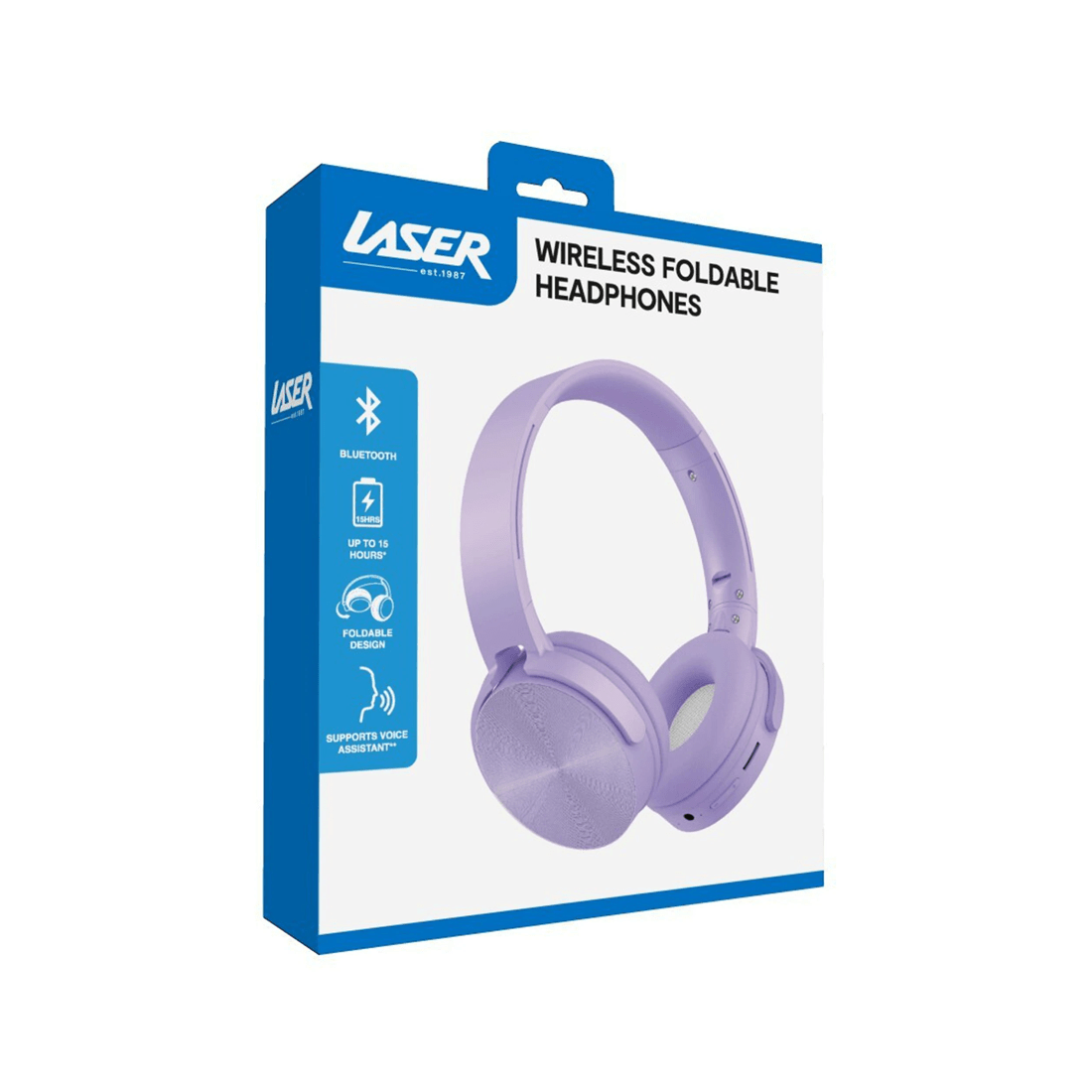 3 Laser Kids Bluetooth Wireless Headphones Adjustable Foldable On-ear Headset - Purple, 3 of 4