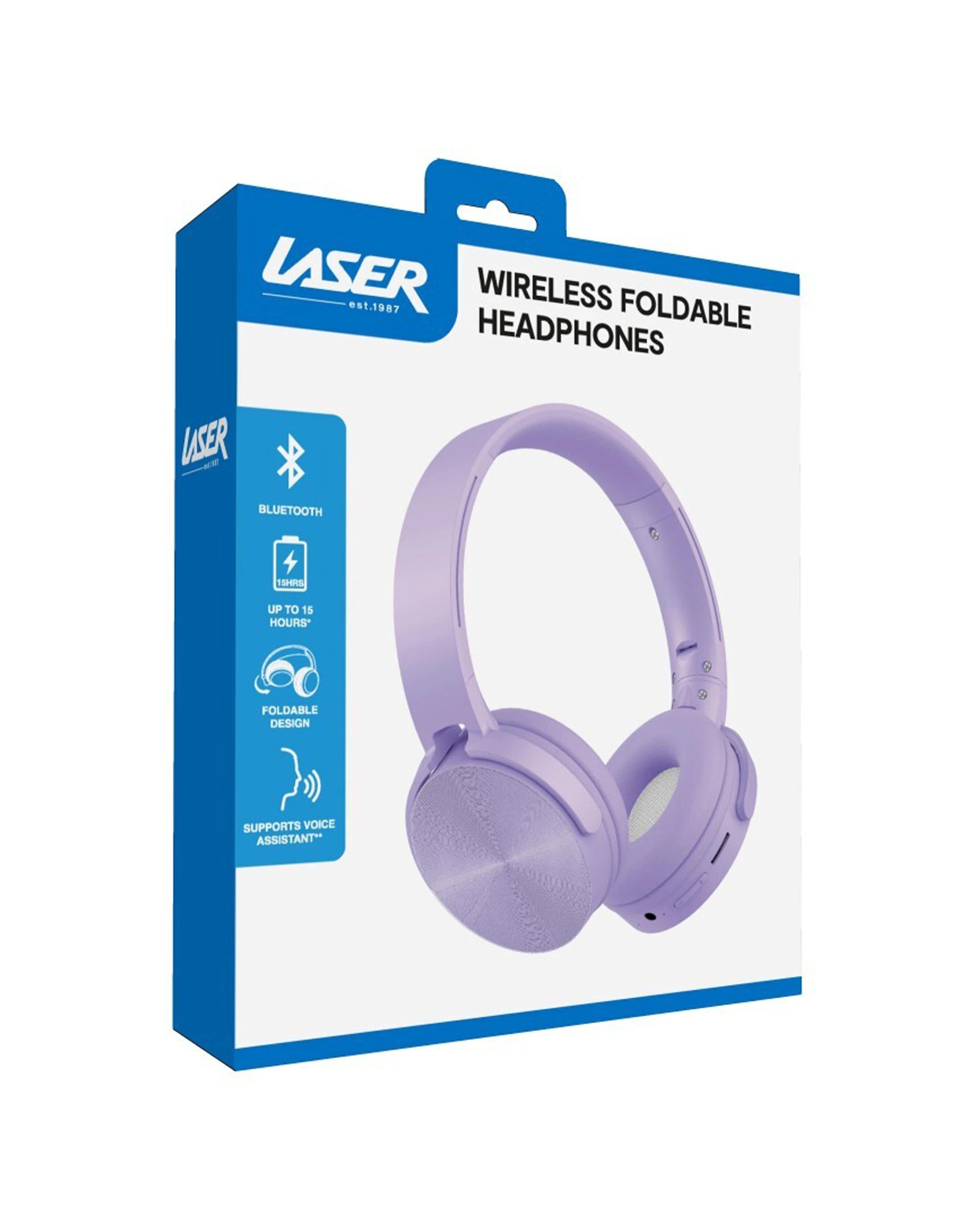 3 Laser Kids Bluetooth Wireless Headphones Adjustable Foldable On-ear Headset - Purple, 3 of 4