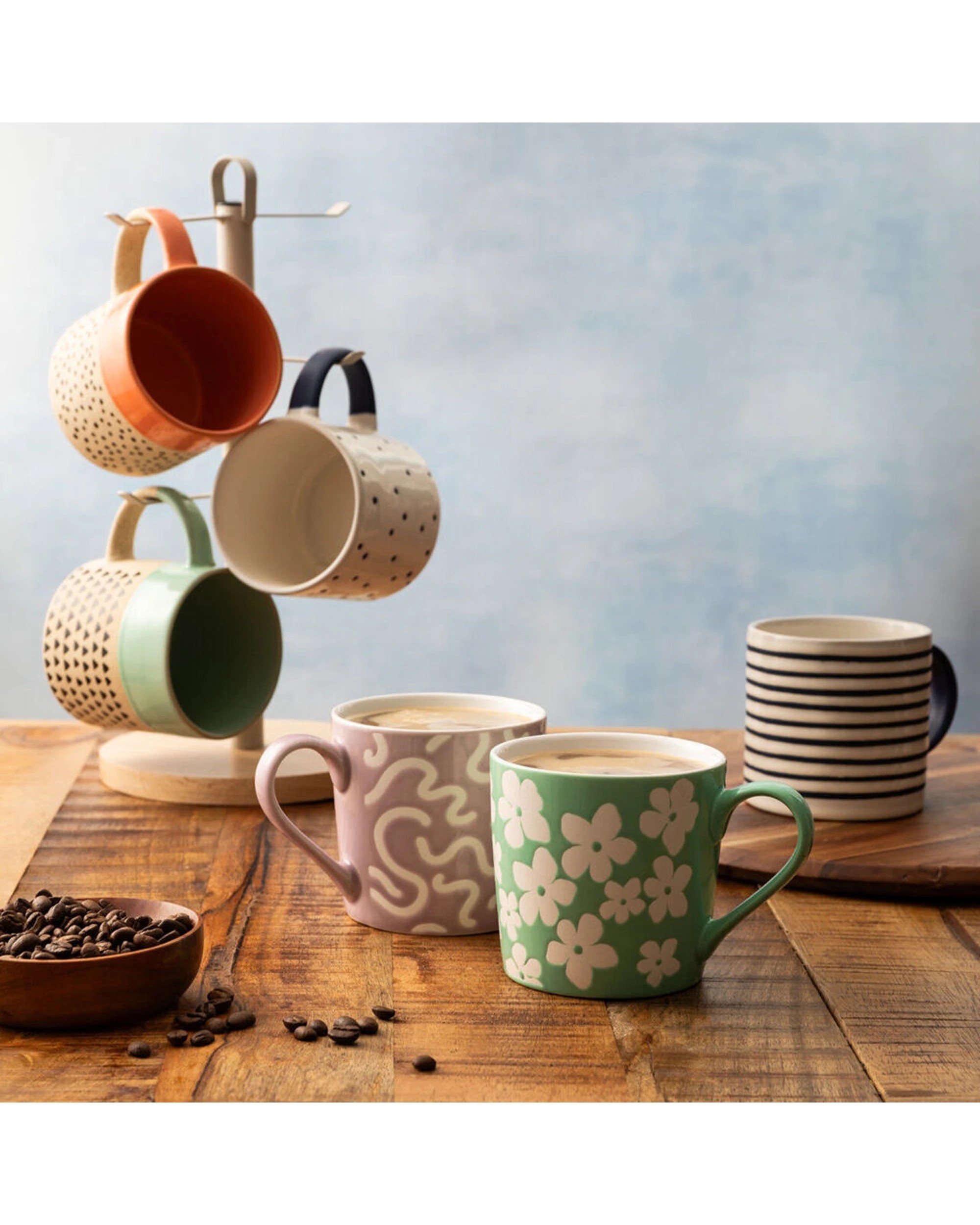 7 Mikasa 4PK Wax Resist Flower Coffee Mug Cup 360ml - Green, 7 of 8