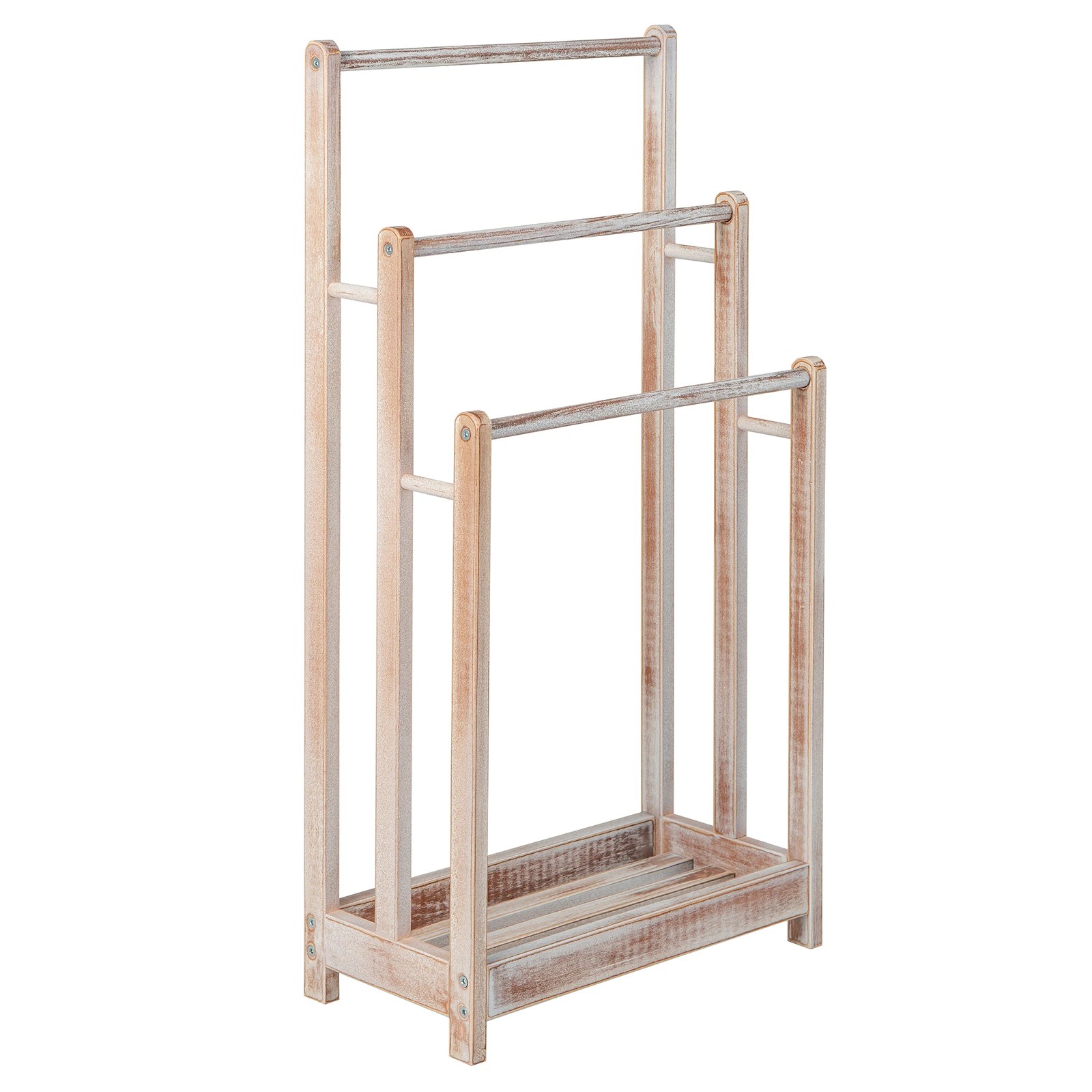 1 Costway 3-Bar Towel Rack Freestanding Towel Drying Stand w/Bottom Storage Shelf - White, 1 of 3