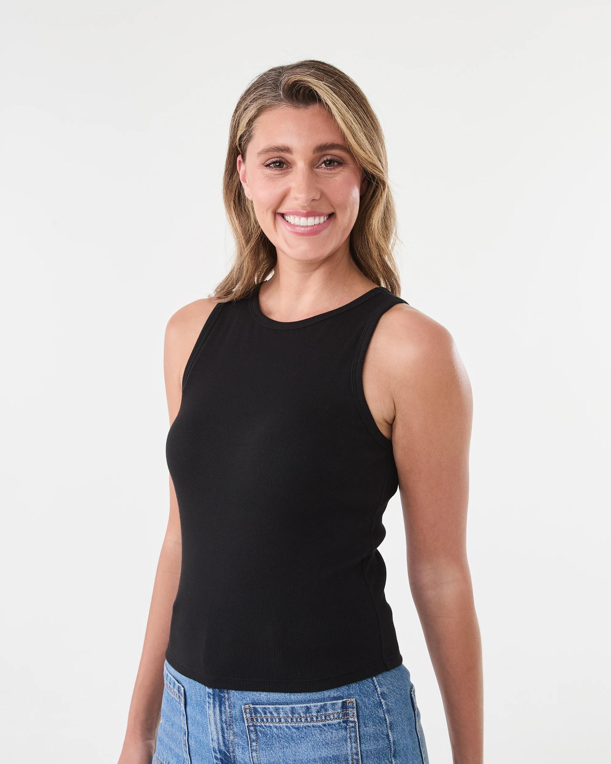 2 Sleeveless Shelf Bra Tank Black, 2 of 5