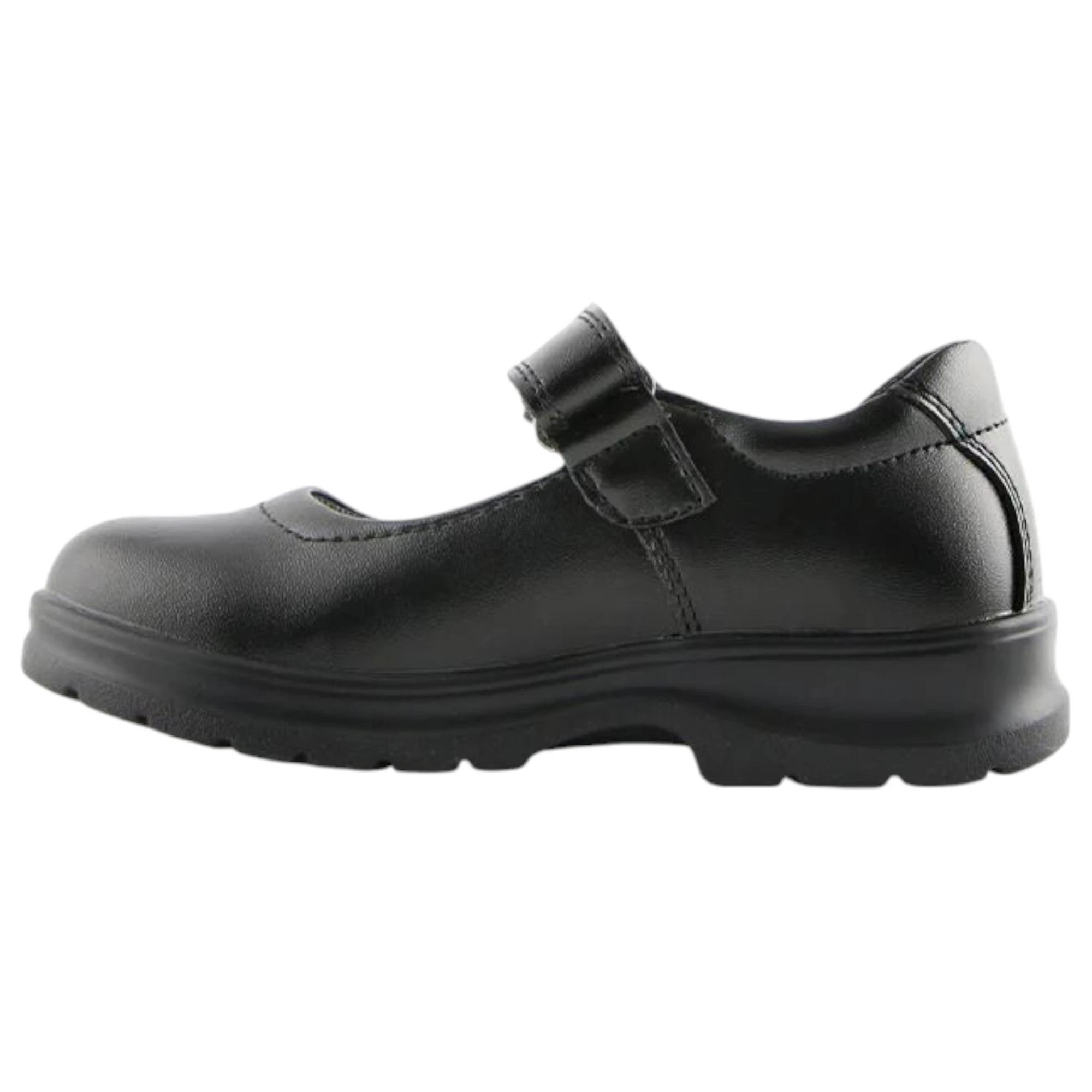 2 Grosby Ella Jnr 2 Black Girls Kids Leather Slip On Shoes BLACK, 2 of 4