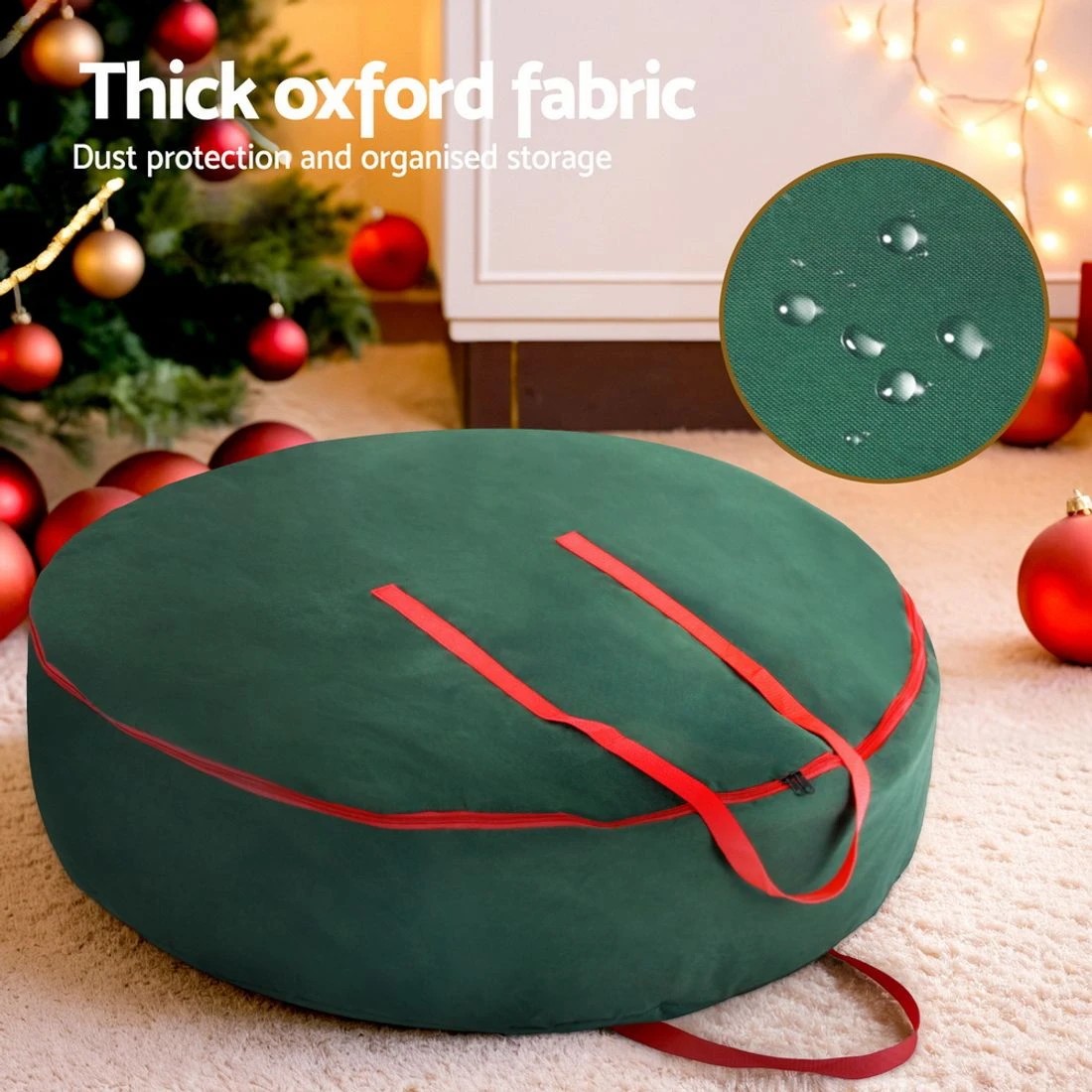 5 Jingle Jollys Christmas Garland Wreath Storage Bag Baubles Ornaments Container Durable Space Saving Modern Decor - Green, 5 of 7