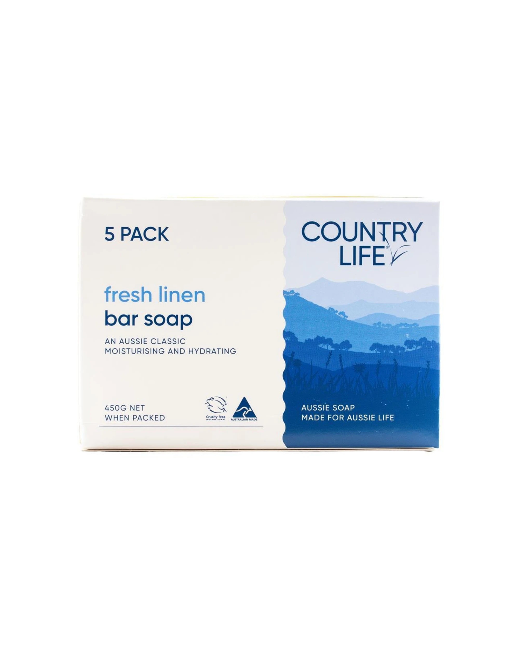2 Country Life 8 x 5pc Soap Bars 450g Fresh Linen 3x More Moisturiser - White, 2 of 5