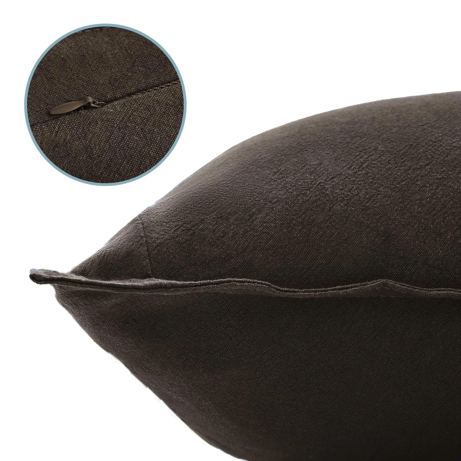 2 Gioia Casa 2-Pack Linen-Cotton Blend Cushion Covers 30x50cm - Dark Brown, 2 of 3