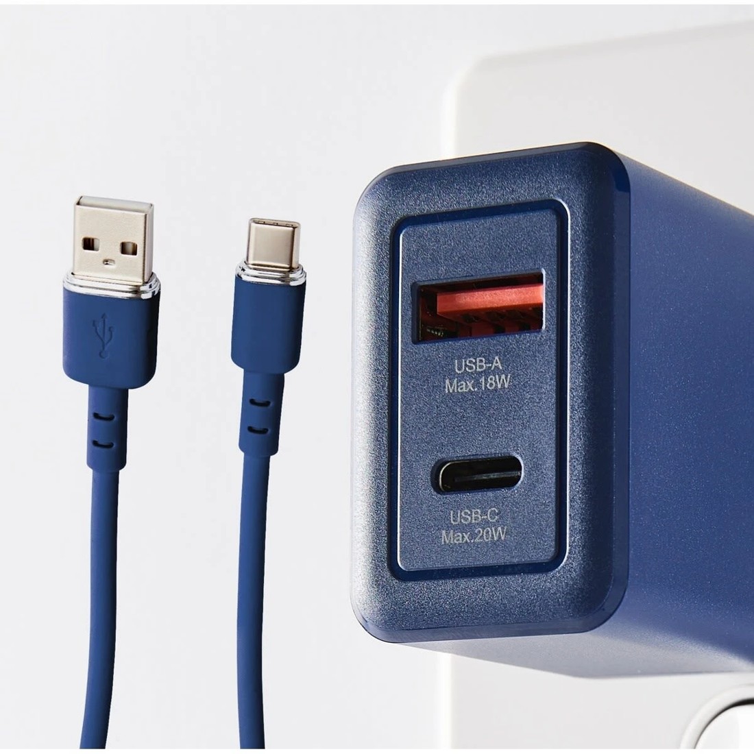 7 Wall USB Charger with USB-A to USB-C Cable - Blue, 7 of 7
