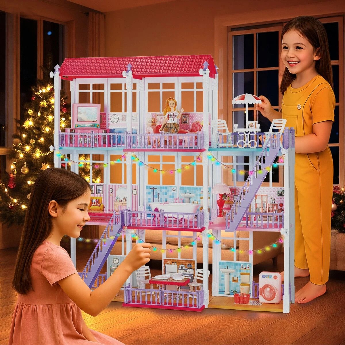 3 AUSWAY Kids Play Doll House Dream Furniture Princess Castle, 3 of 6