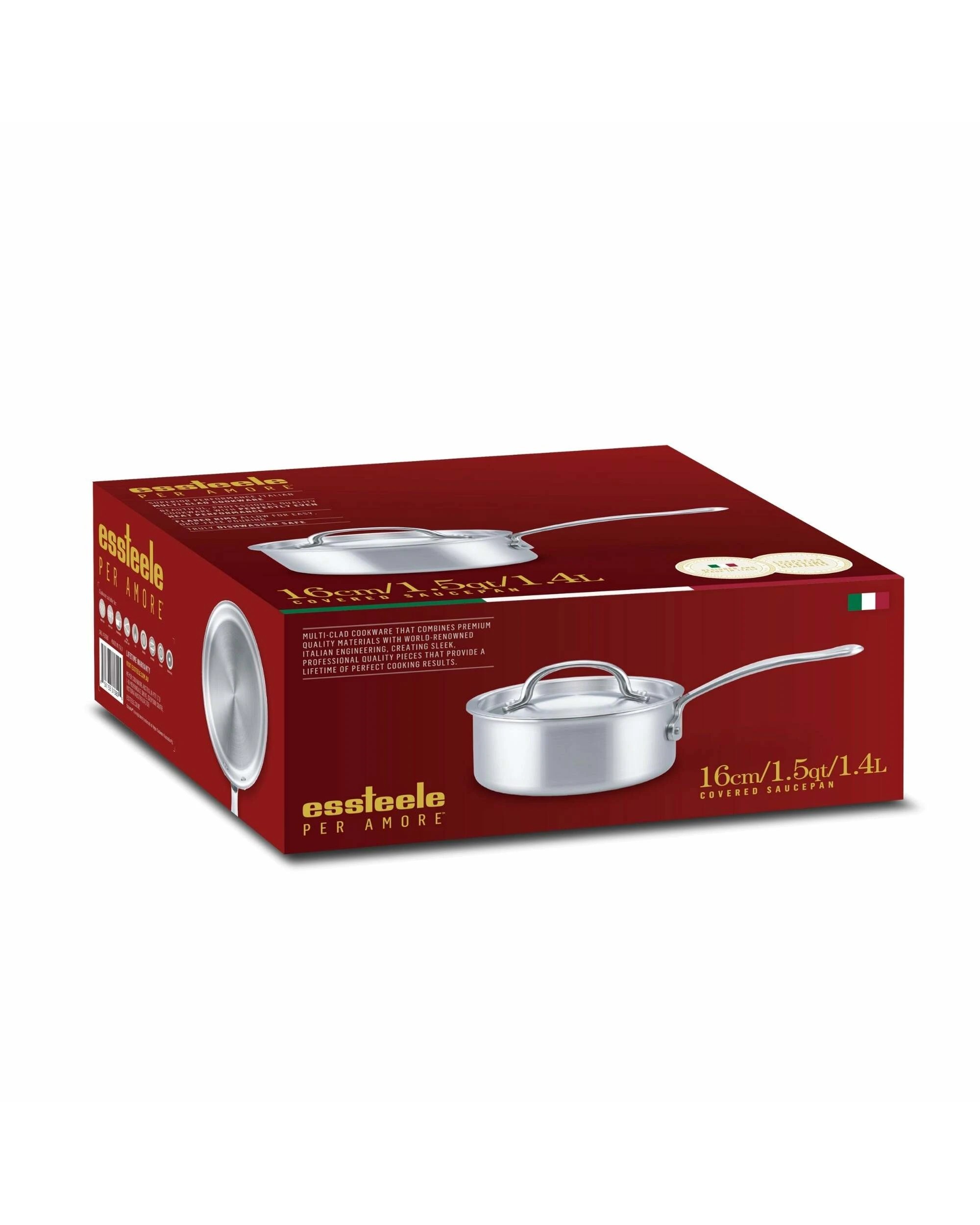 2 Essteele Per Amore Clad Stainless Steel Induction Covered Saucepan 16cm/1.4L - Silver, 2 of 2