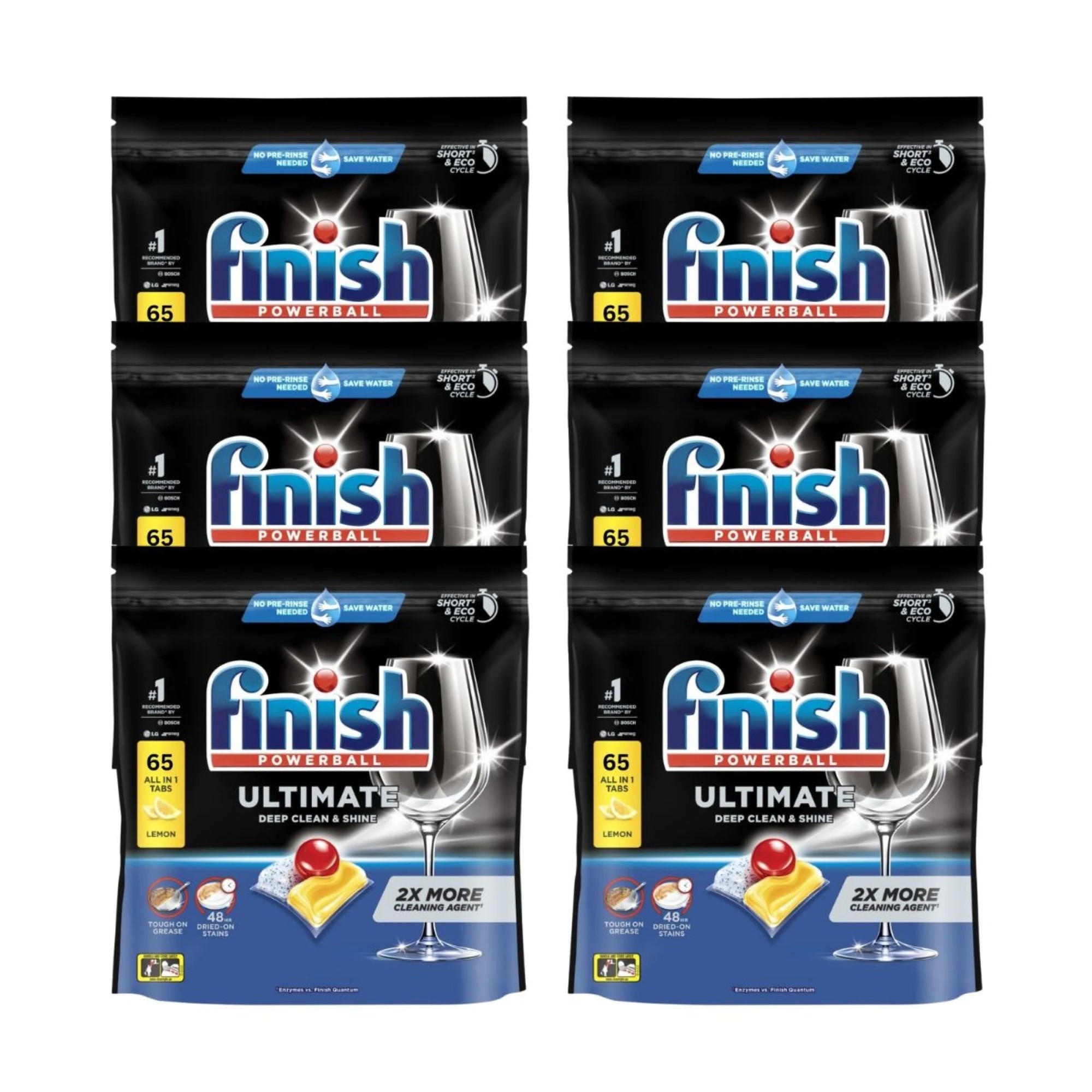 1 Finish Ultimate Deep Clean & Shine Dishwasher Tablets Lemon 65'S x6, 1 of 2