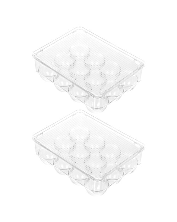 Boxsweden 2pc Crystal 12 Egg Storage Container Refrigerator Safe - Clear