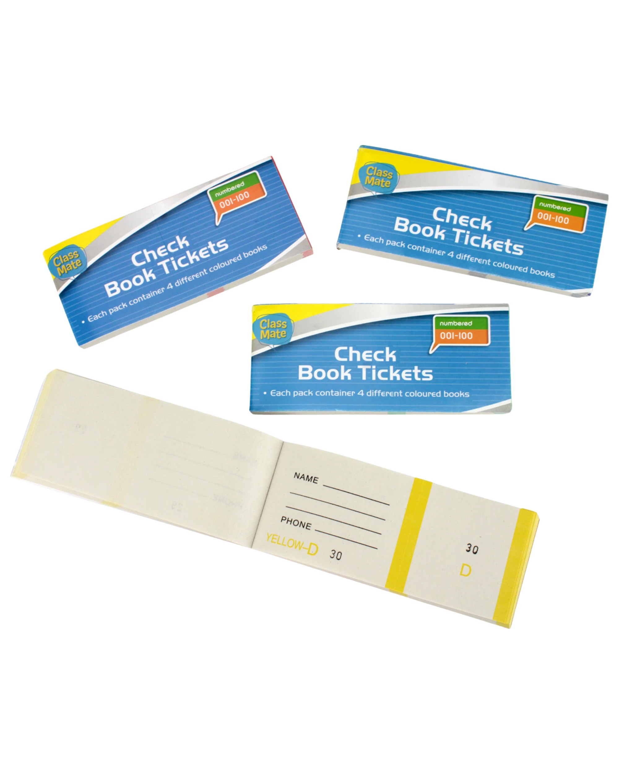 1 Durmaz Numbered and Colour Coded Check Raffle Tickets 4 Books - Multi, 1 of 4