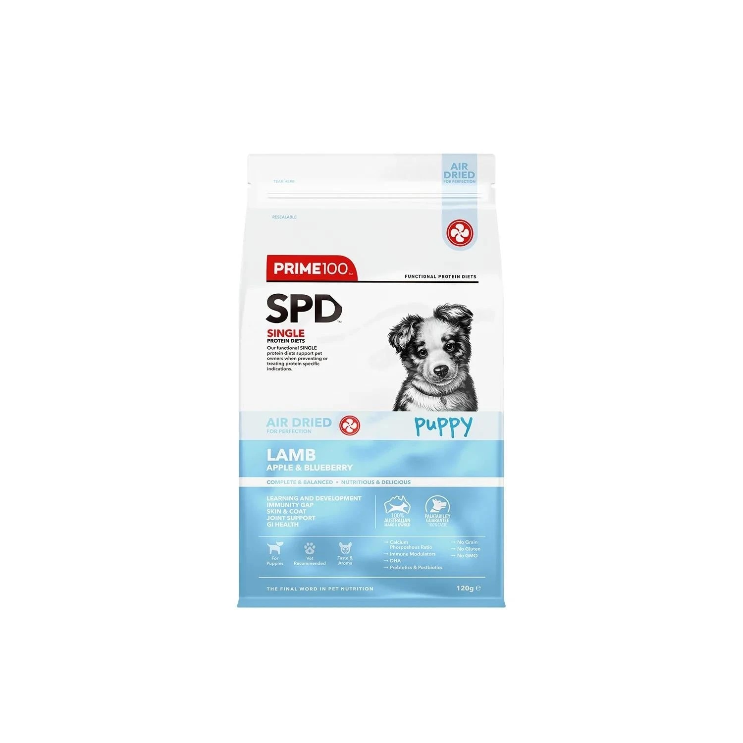 1 Prime Spd Air Dried Puppy Lamb & Blueberry 120g, 1 of 2
