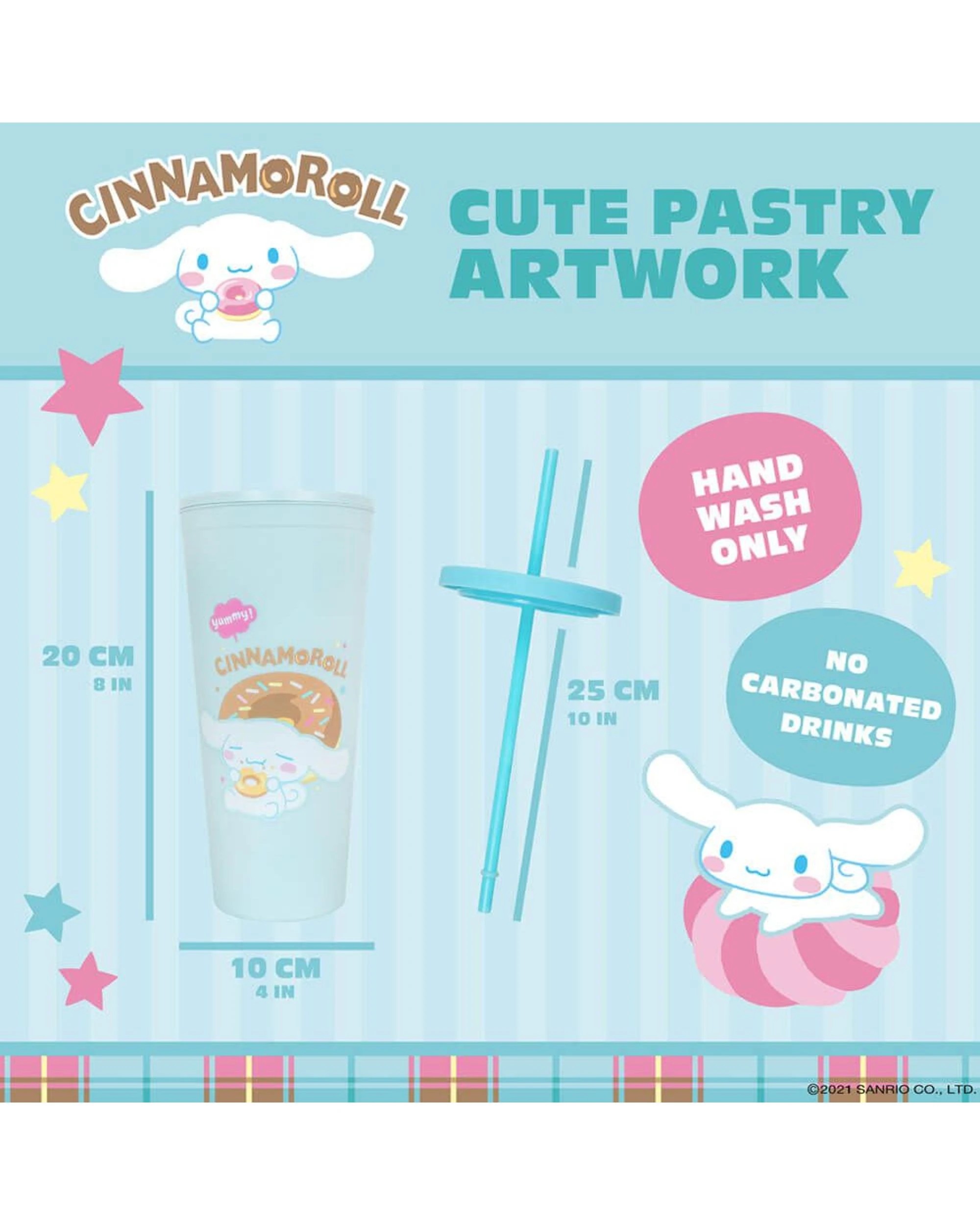 4 Sanrio Hello Kitty and Friends Cinnamoroll Cup with Straw - Blue, 4 of 4