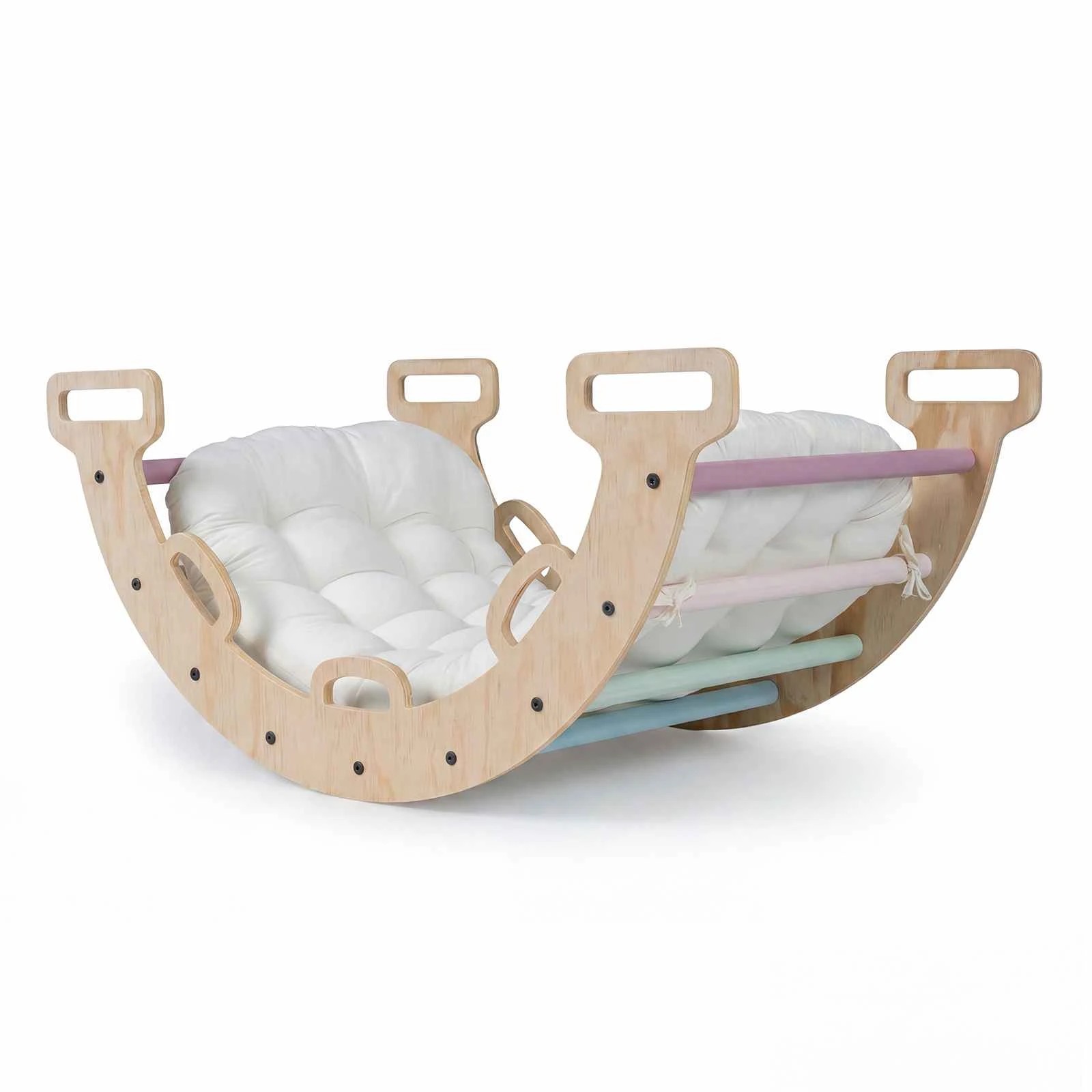 1 Costway Wood Rocking Climbing Arch w/Cushion 3in1 Montessori Climber Rocker - Multi, 1 of 2