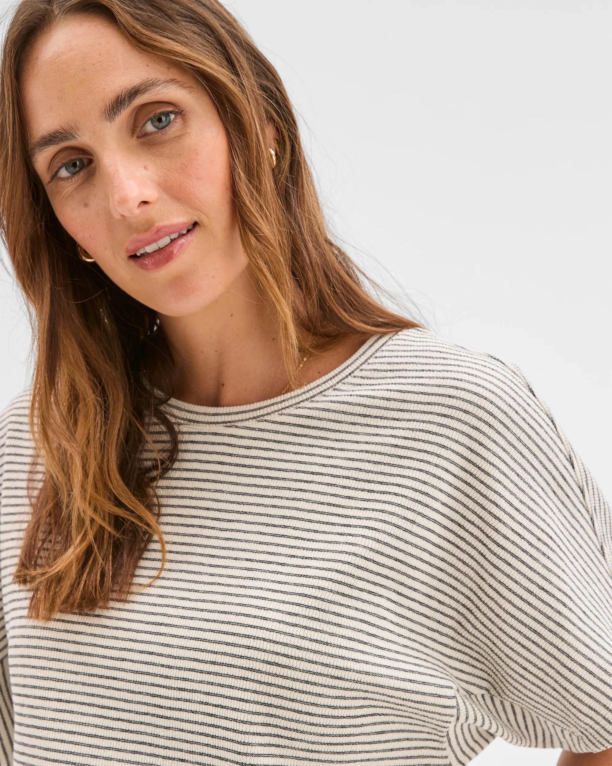 4 Target Woman Spliced Cocoon Boxy T-Shirt STRIPE, 4 of 6