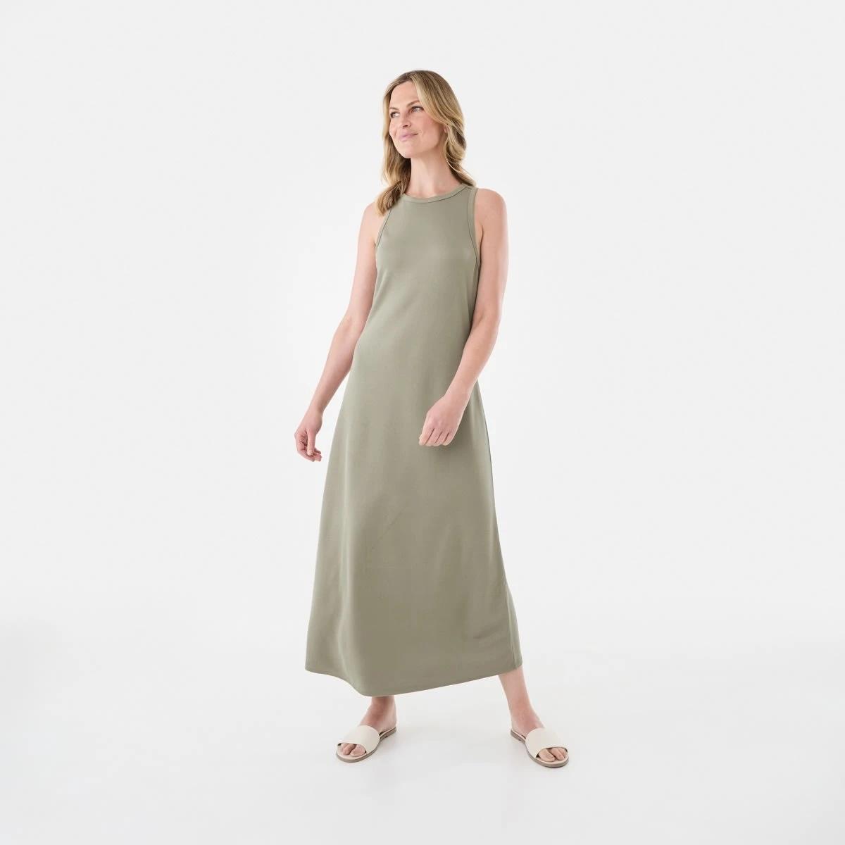 1 Sleeveless Racer A-Line Midi Dress Pave Grey, 1 of 5