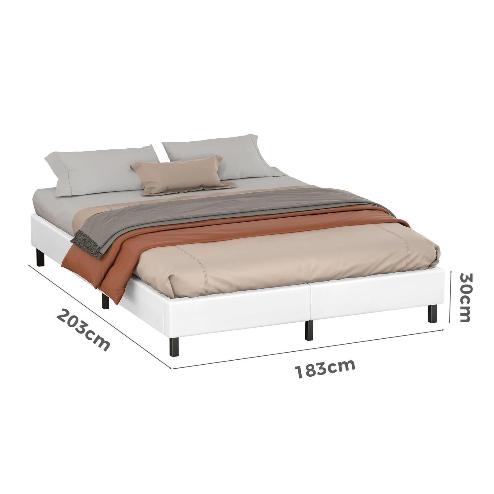 7 Alfordson Bed Frame King Size Mattress Base Foundation Leather Basel - White, 7 of 10