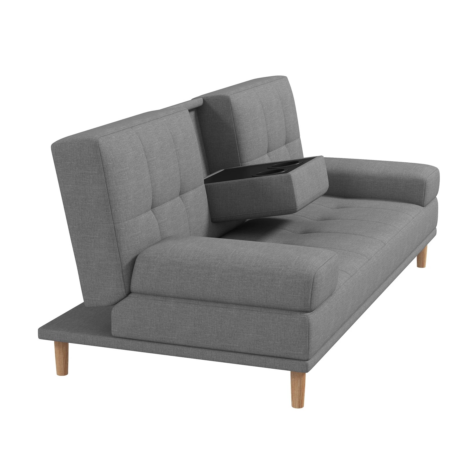 7 Casa Decor Mendoza 2 in 1 Sofa Bed Couch Pull Down Cupholder 3 Seats Futon Grey - Grey, 7 of 8