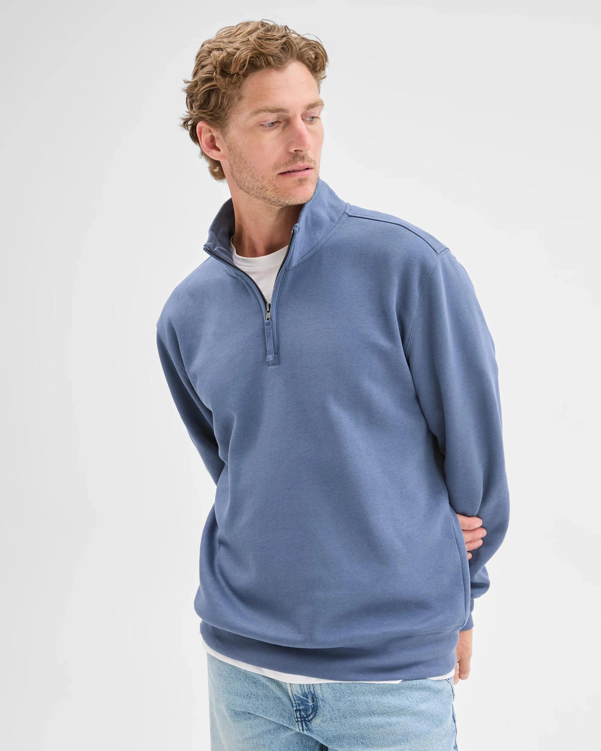 6 Target Man Australian Cotton Blend Fleece Half Zip Top VINTAGE INDIGO, 6 of 8