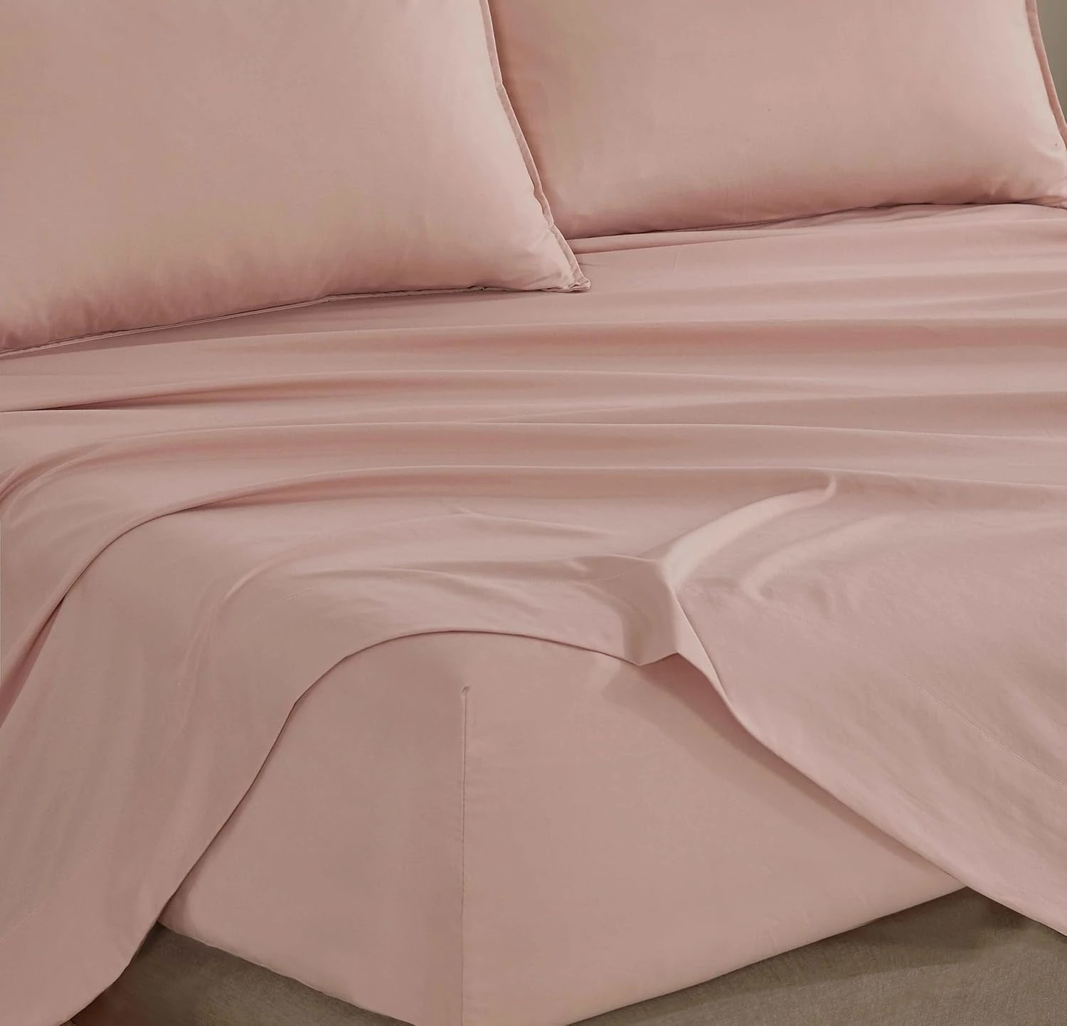 3 CleverPolly 100% Vintage Washed Microfibre Sheet Set - Super King Bed - Pink, 3 of 7