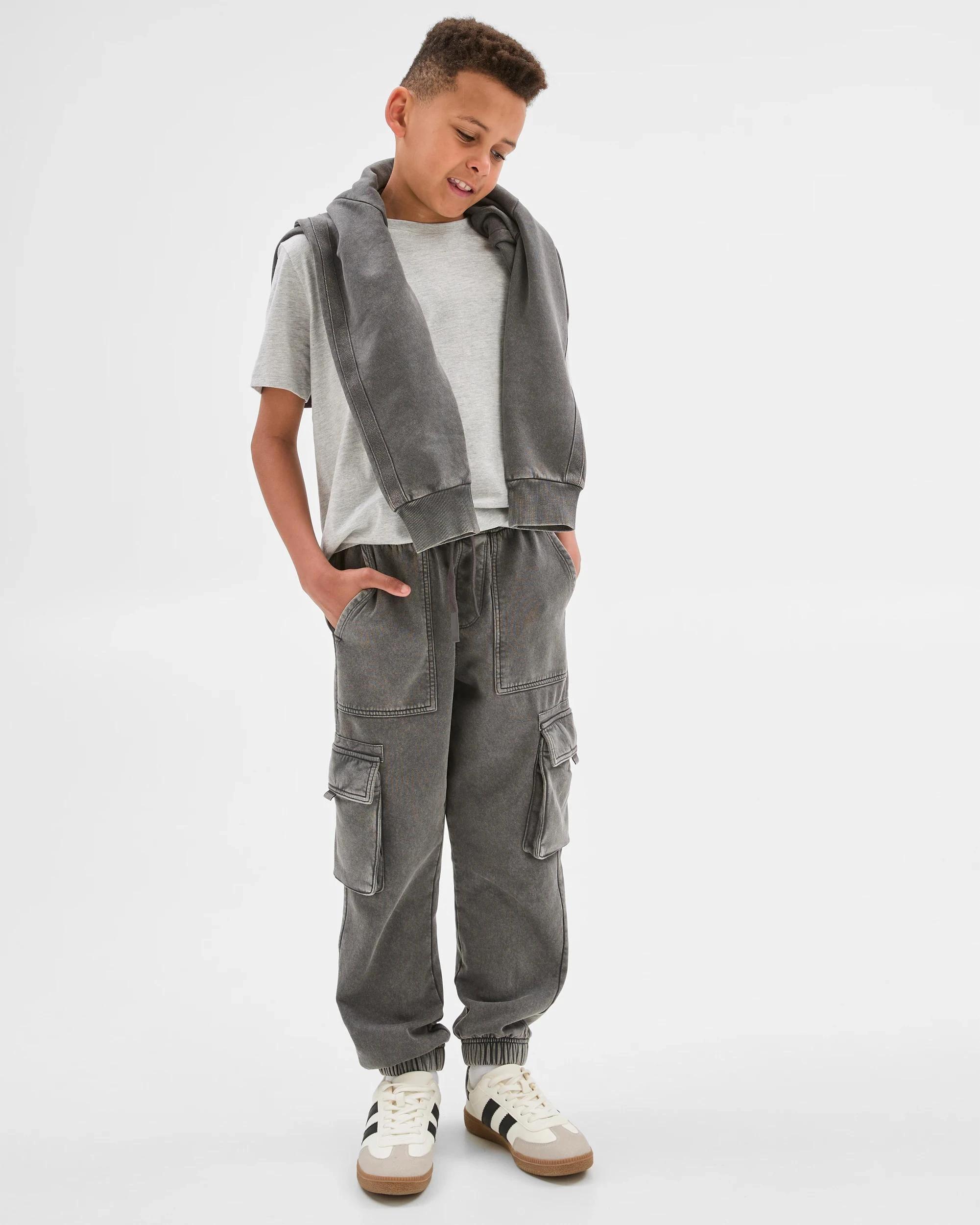 1 Target Kids Australian Cotton Blend Wash Trackpants BLACK, 1 of 6