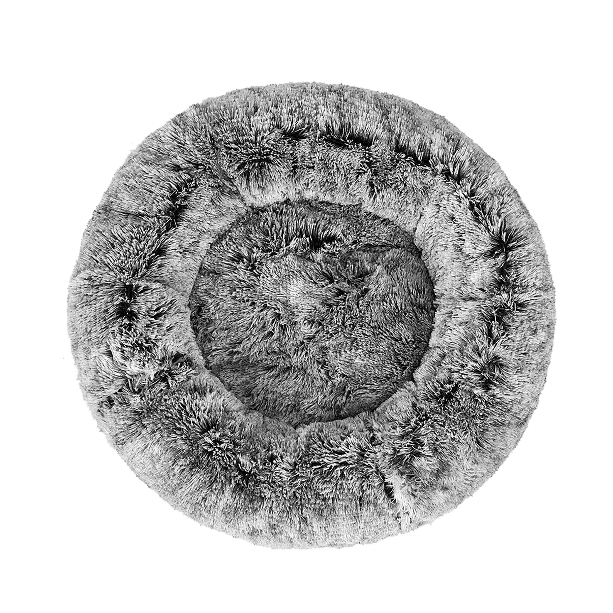 2 Pawz Pet Bed Cat Dog Donut Nest Calming Mat Soft Plush Kennel Charcoal Size L, 2 of 7