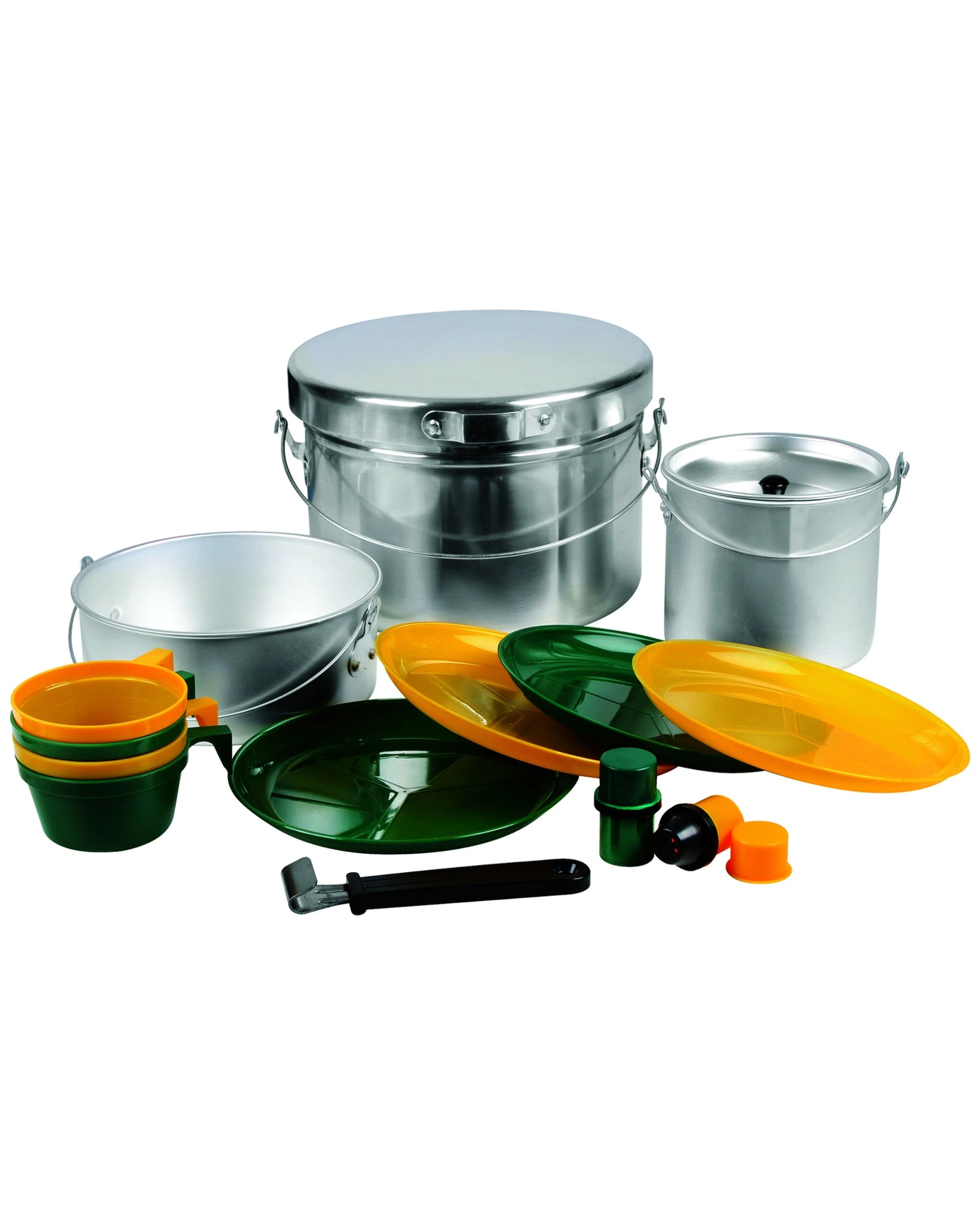 1 Wildtrak 16 Piece Aluminium 4 Person Mess Kit Cookware Set Nesting Design - Silver, 1 of 2