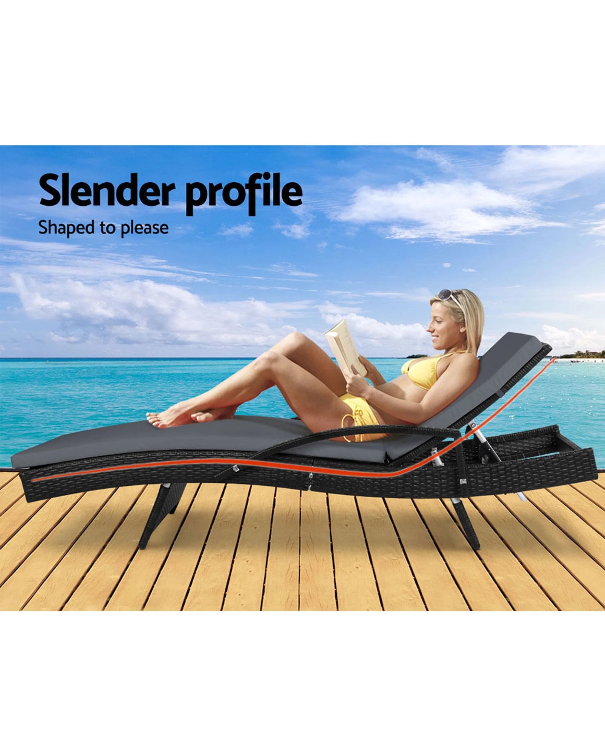 2 Gardeon 2pc Sun Lounge
 - Black, 2 of 5