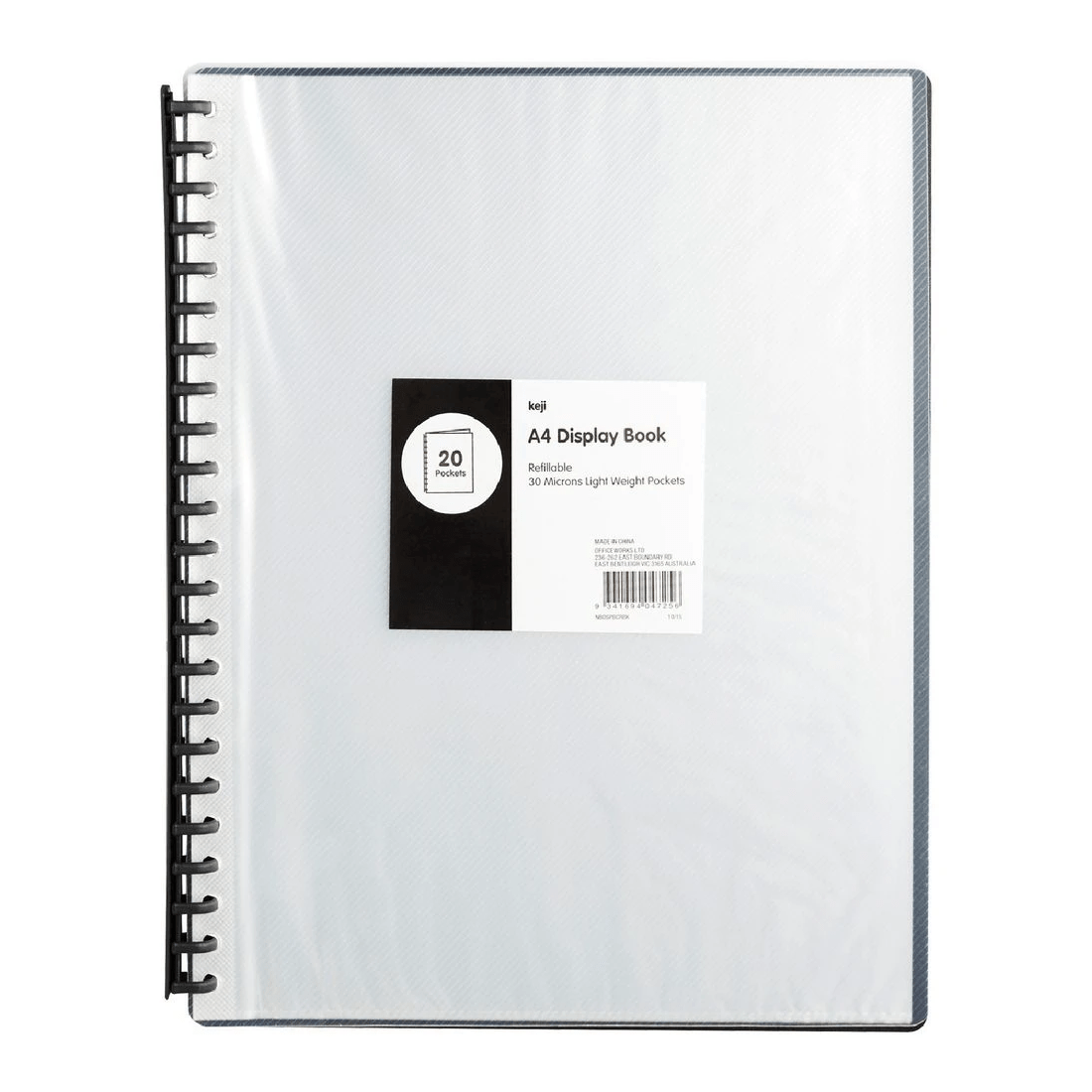 1 Keji Display Book A4 20 Pocket Refillable Clear and Black, 1 of 3