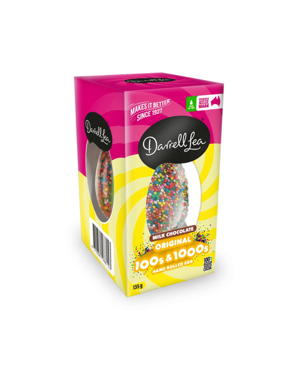 Darrell Lea Hand Rolled 100s and 1000s Milk Chocolate Easter Egg 135g