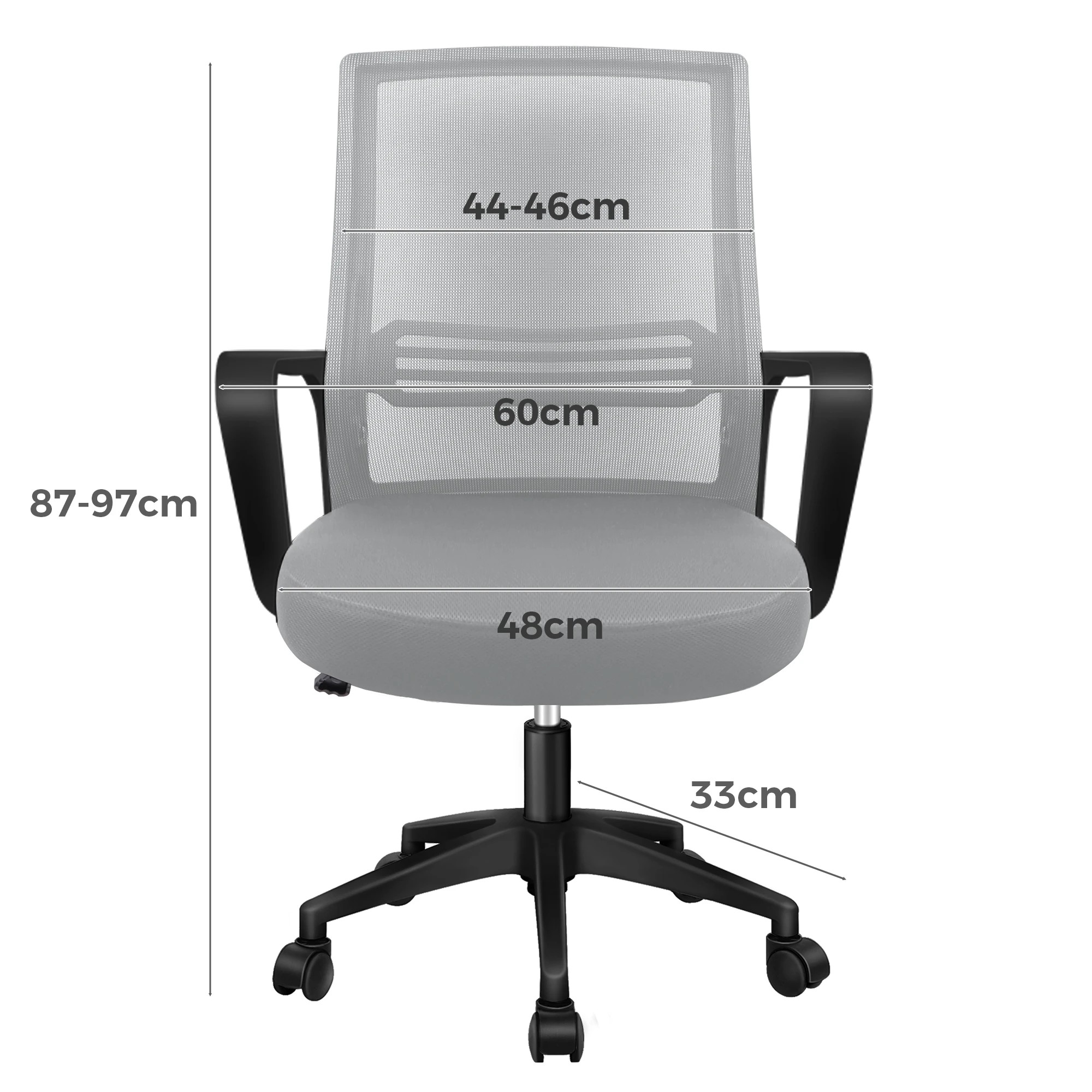 5 Alfordson Mesh Office Chair Executive Computer Seat Gaming Racing Work - Black Grey, 5 of 10