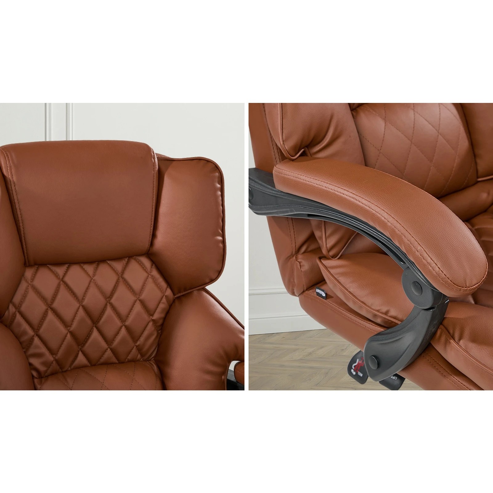 5 Oikiture Massage Office Chair Computer Racer PU Leather Seat Recliner - Brown, 5 of 7