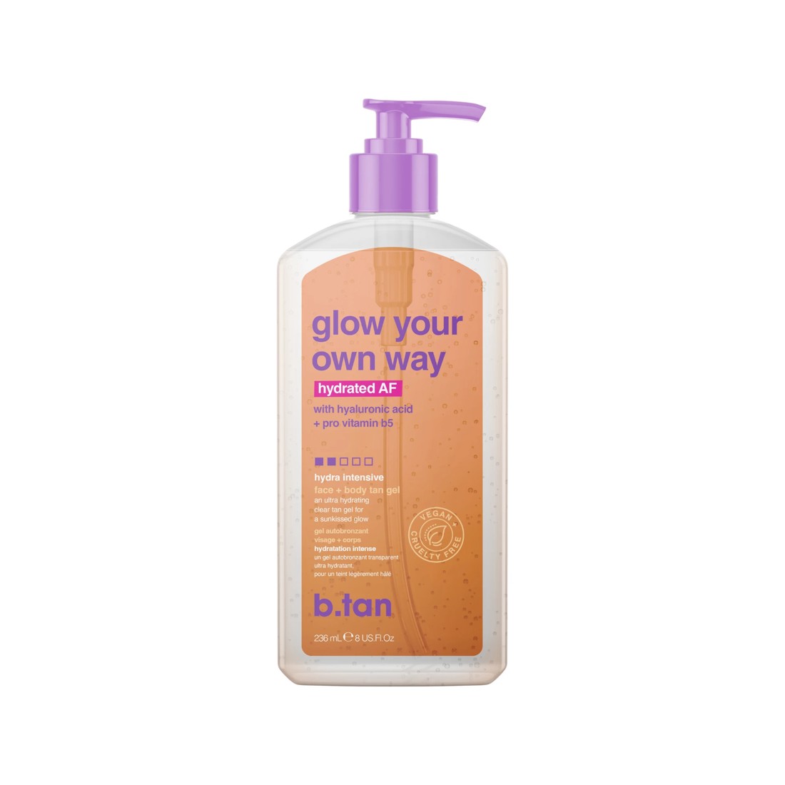 1 b.tan Glow Your Own Way Hydrated AF Tan Gel 236ml - Hyaluronic Acid and Pro Vitamin B5, 1 of 5