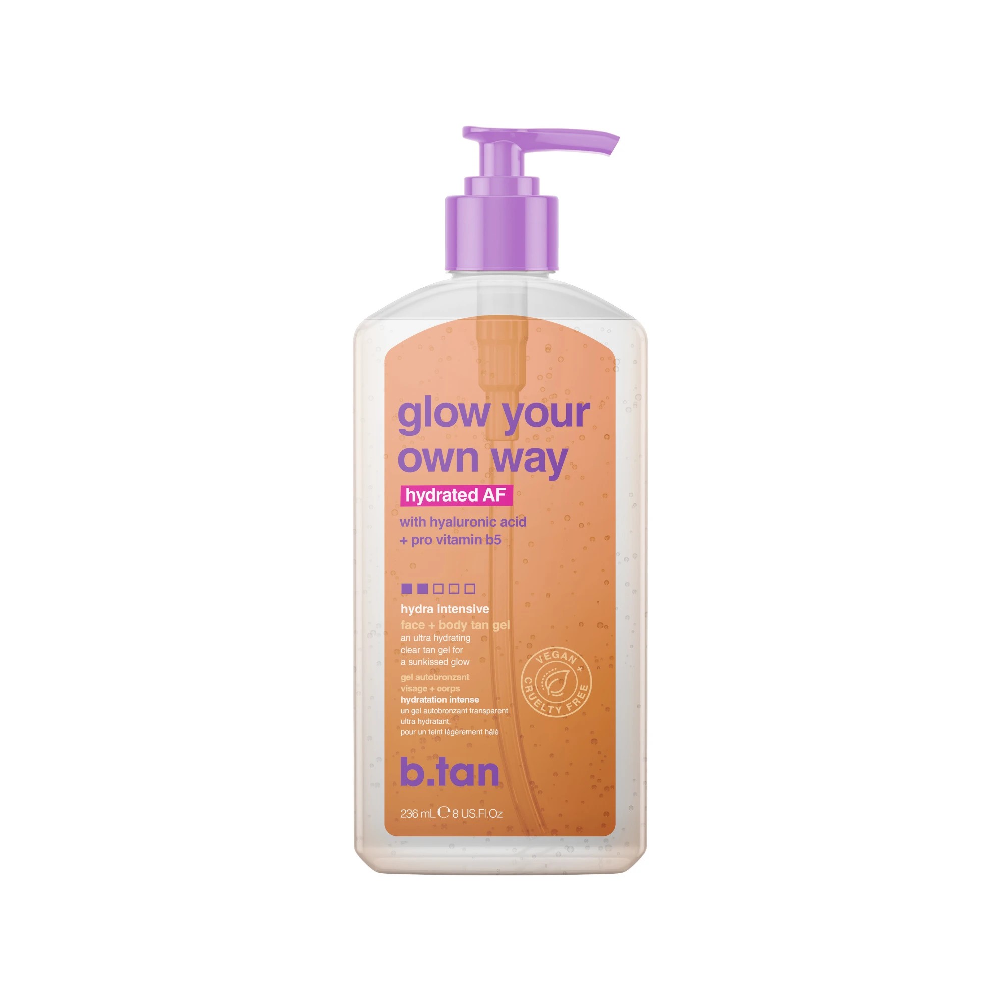 1 b.tan Glow Your Own Way Hydrated AF Tan Gel 236ml - Hyaluronic Acid and Pro Vitamin B5, 1 of 5