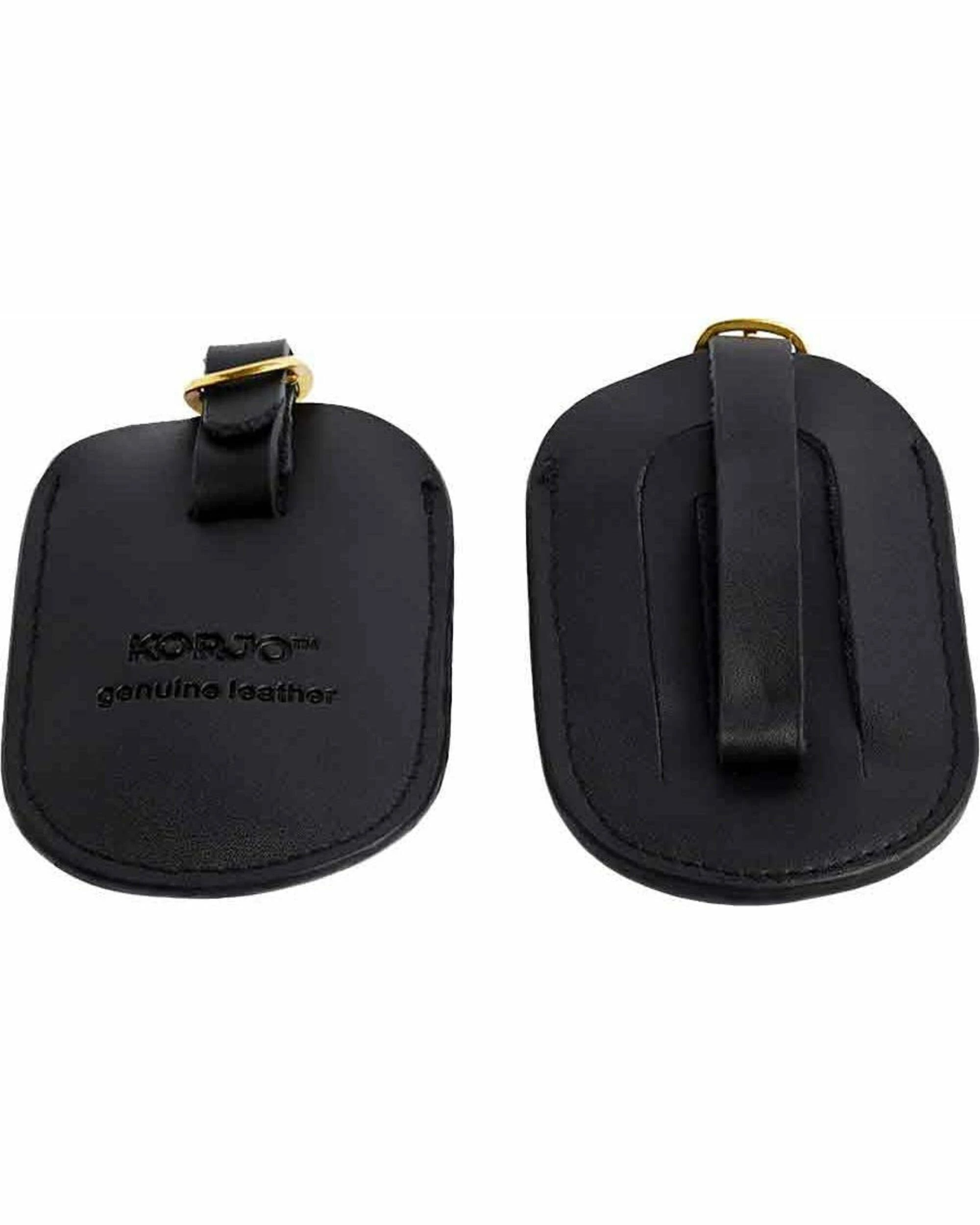 2 Korjo Leather Luggage Tags - 2-Pack - Black - Black, 2 of 2