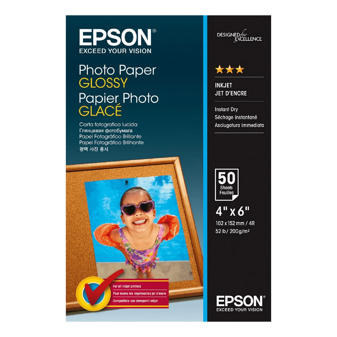 1 Epson 200gsm 6 x 4 Glossy Photo Paper 50 Sheet Pack, 1 of 1