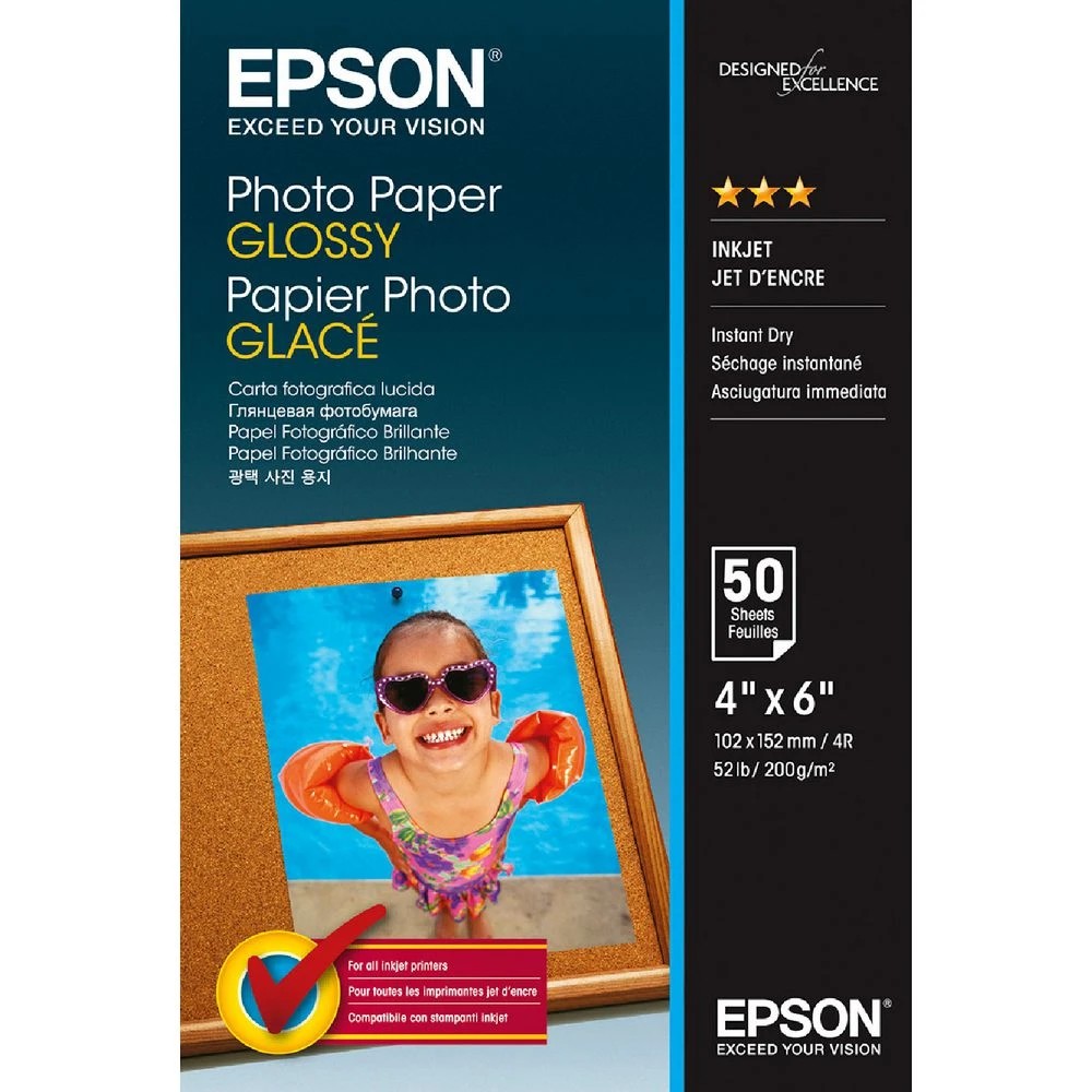 1 Epson 200gsm 6 x 4 Glossy Photo Paper 50 Sheet Pack, 1 of 1