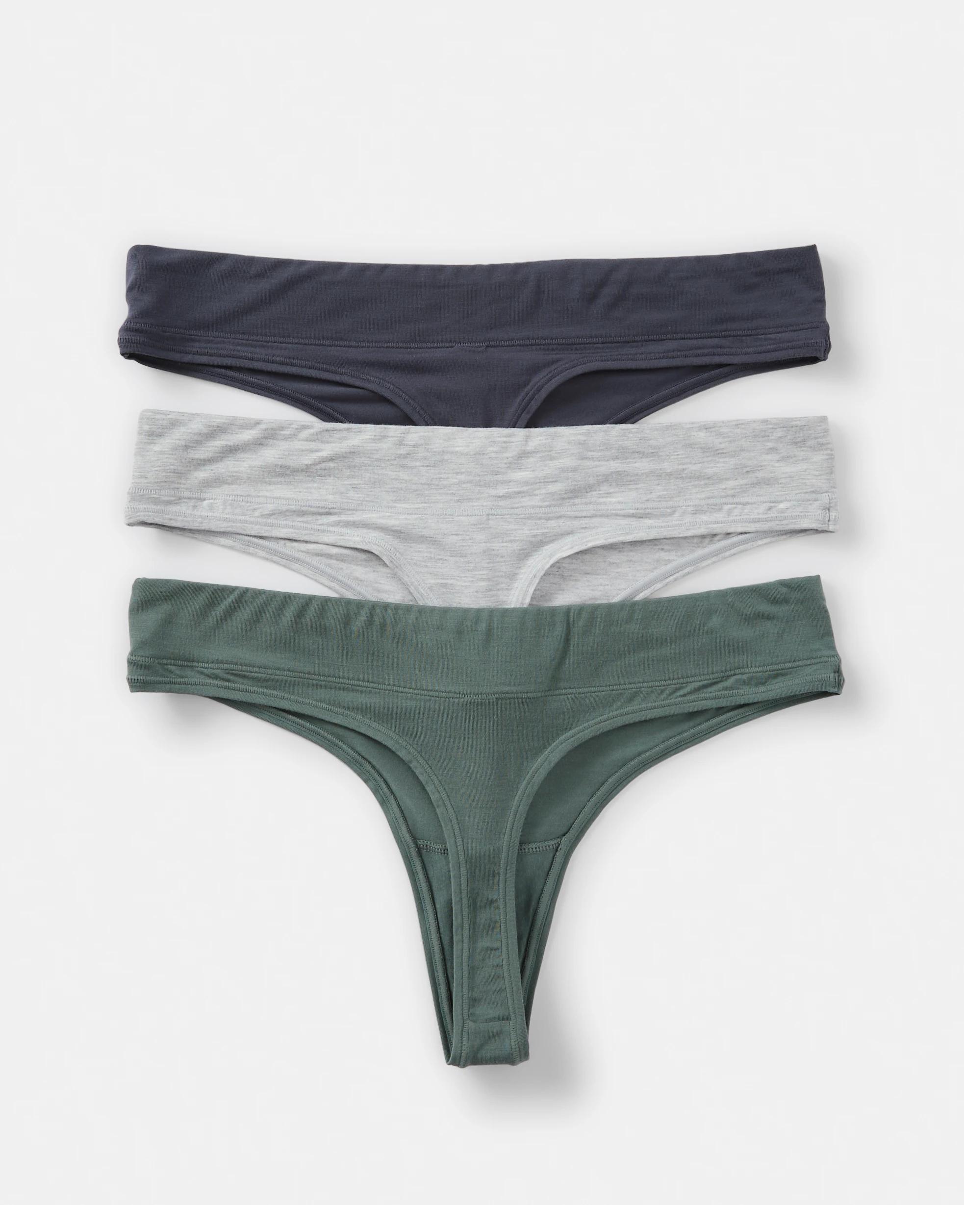 2 3 Pack Bamboo Blend G-String Briefs SMOKY GREEN, SILVER MARLE, SHADOW NAVY, 2 of 8